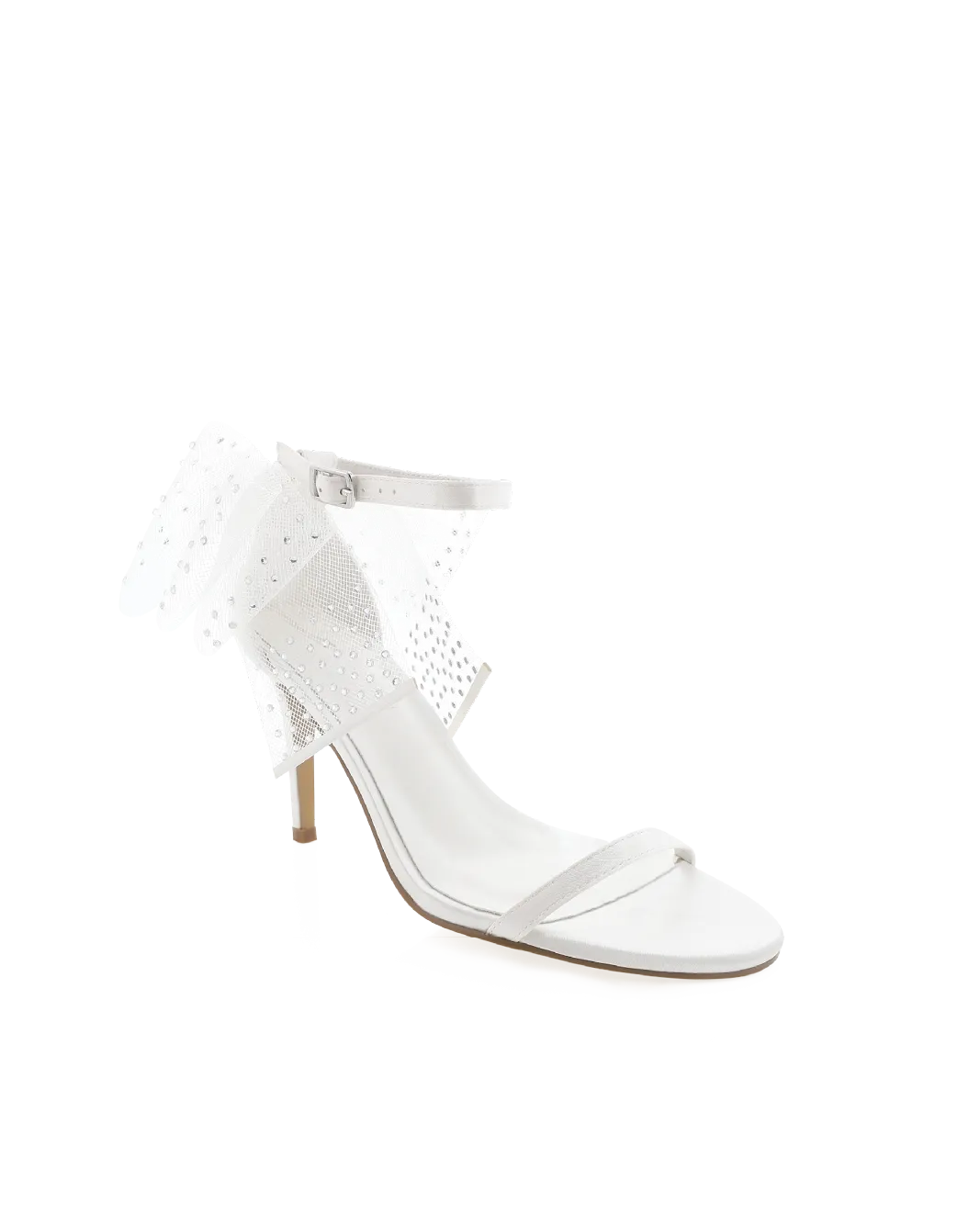NASHA - WHITE SATIN Navy And White Heel Shoes