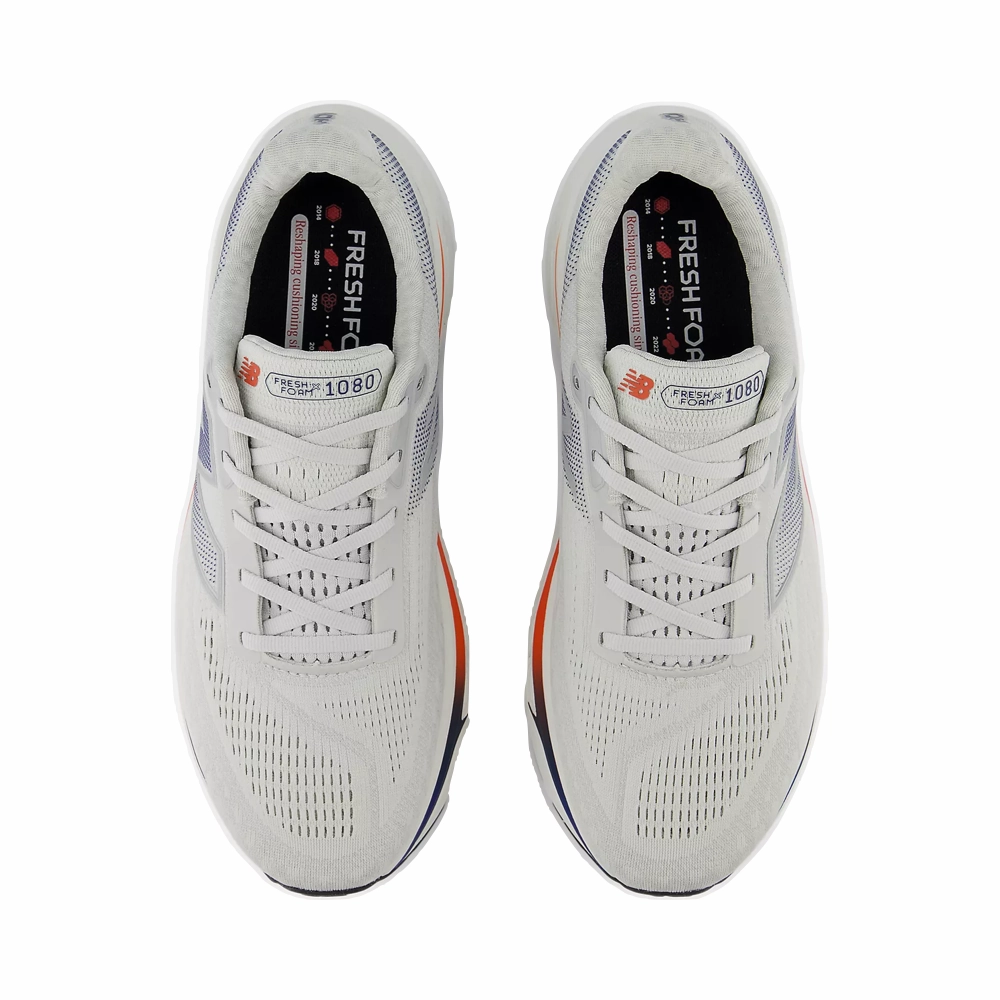 Black New Balances New Balance Men's Fresh Foam X 1080v14 in Grey Matter with Silver Metallic and Inkwell