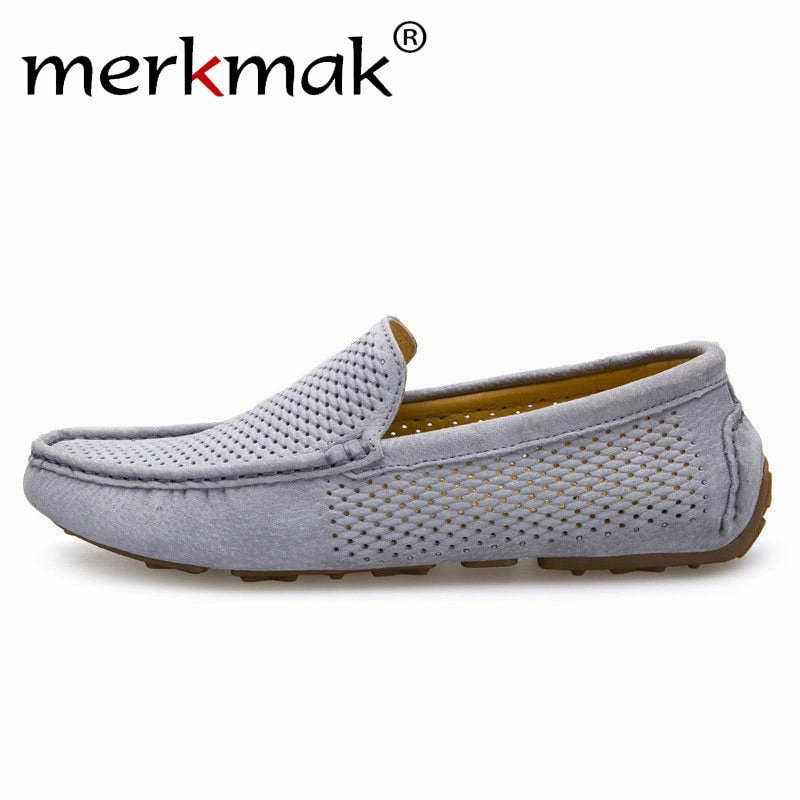 New Men Loafers Casual Summer Shoes Fashion Genuine Leather Slip On Driving Shoes Soft Moccasins Holes Comfort Light Mens Flats Gyw Loafers