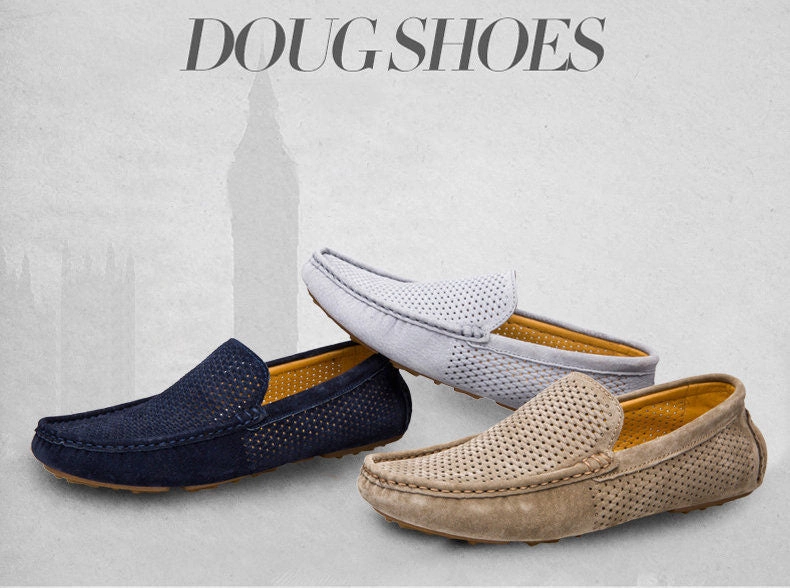 New Men Loafers Casual Summer Shoes Fashion Genuine Leather Slip On Driving Shoes Soft Moccasins Holes Comfort Light Mens Flats Bass Mary Jane Loafers