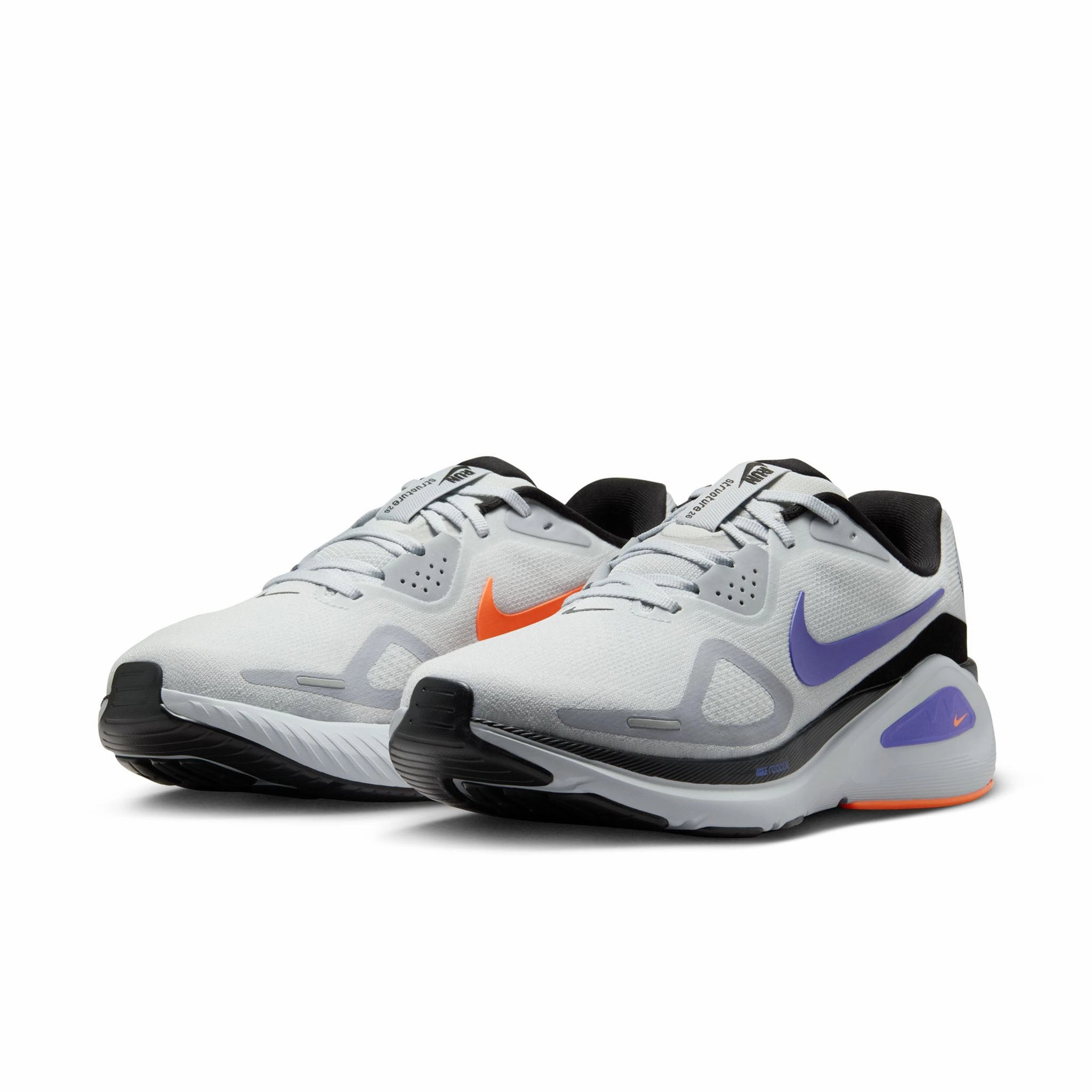 Nike | Men's Structure 26 Road Running Shoes - Pure Platinum/Persian Violet-Wolf Grey Nike Basketball Team Shoes
