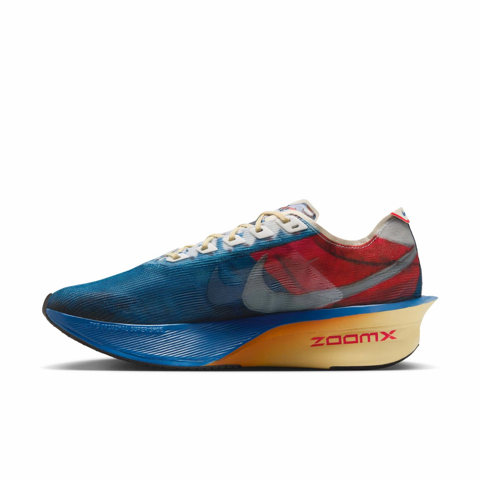 Nike | Men's Vaporfly 4 Premium Road Racing Shoes - Multi-Color/Clear-Mountain Blue-Fire Red Create Your Own Shoes Nike