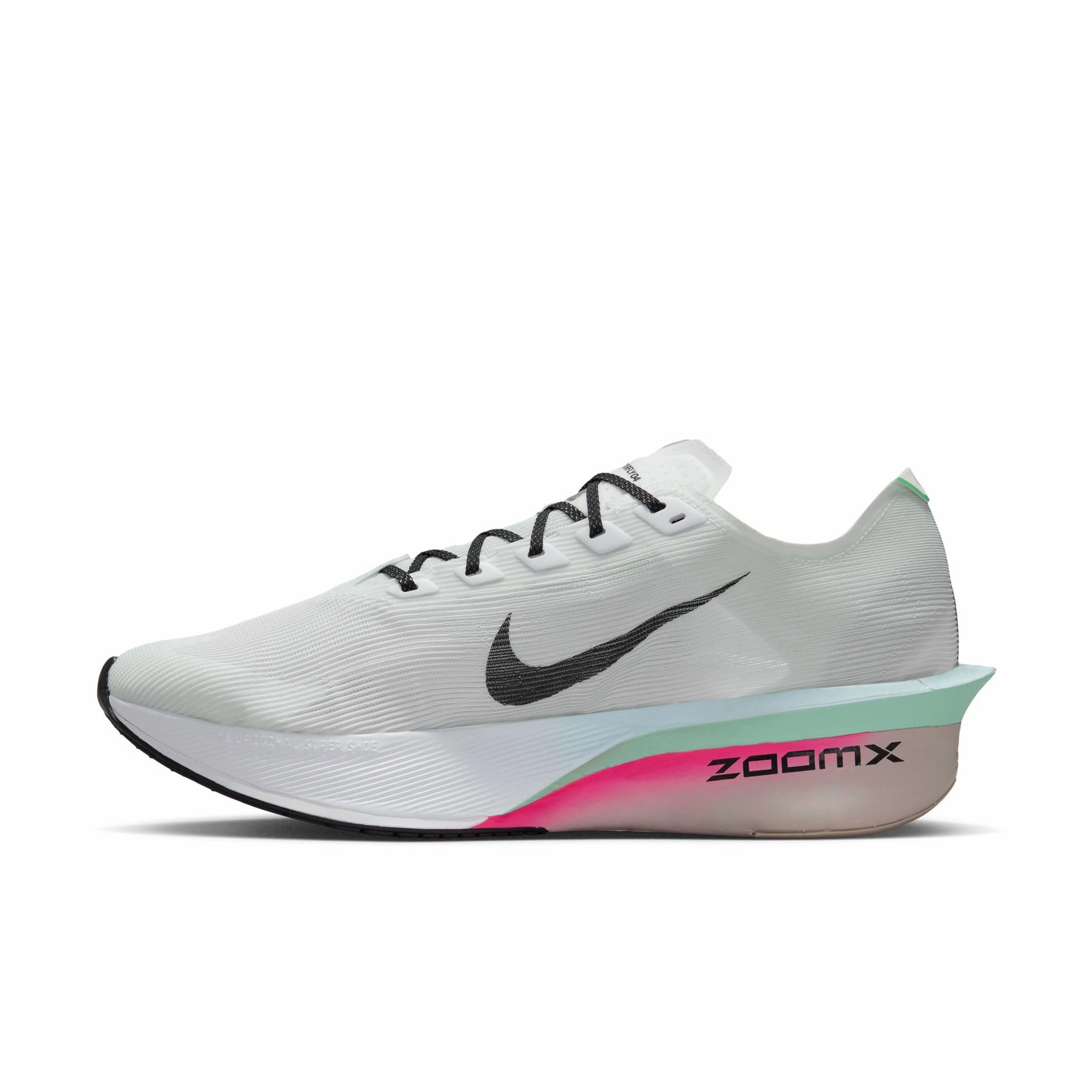 Nike | Men's Vaporfly 4 Road Racing Shoes - White/Black-Hyper Pink-Mint Foam Shoes Without Laces Nike