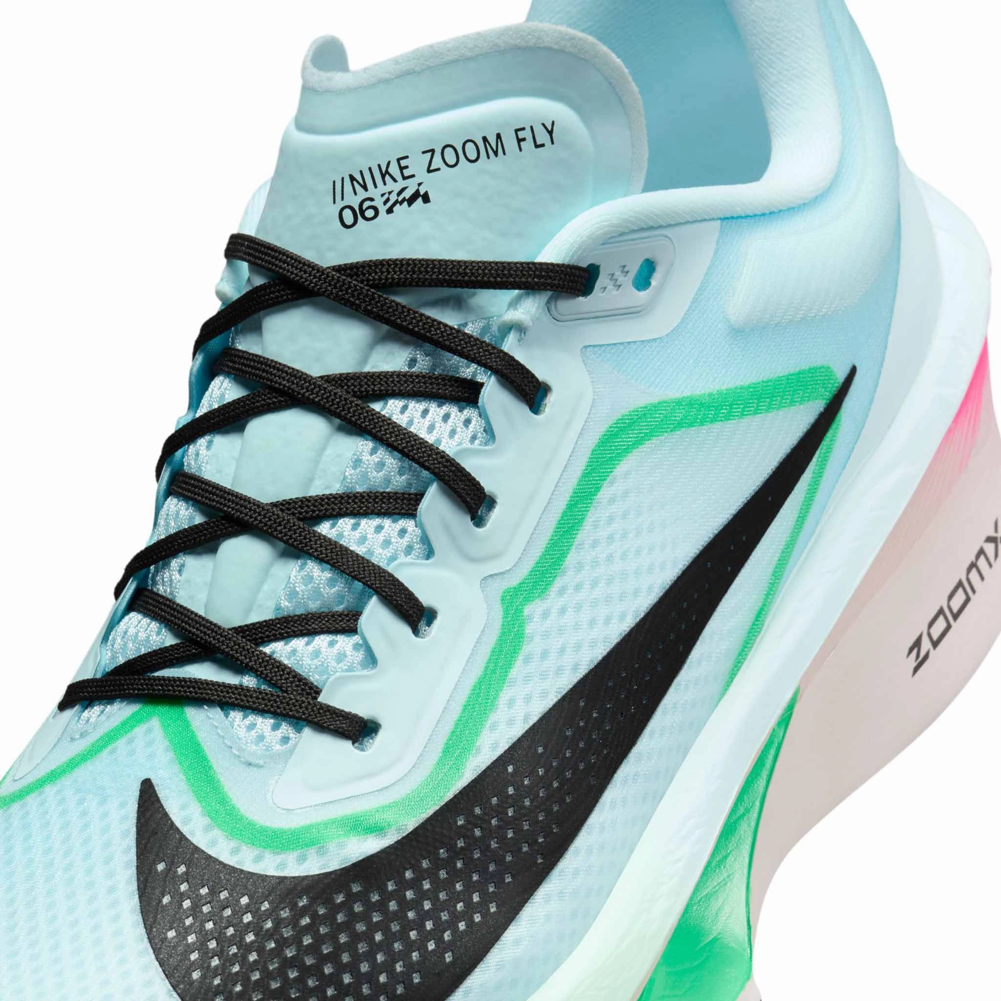 Nike | Men's Zoom Fly 6 Road Running Shoes - Glacier Ice/Black-Hyper Pink-Green Shock Rare Nike Wrestling Shoes
