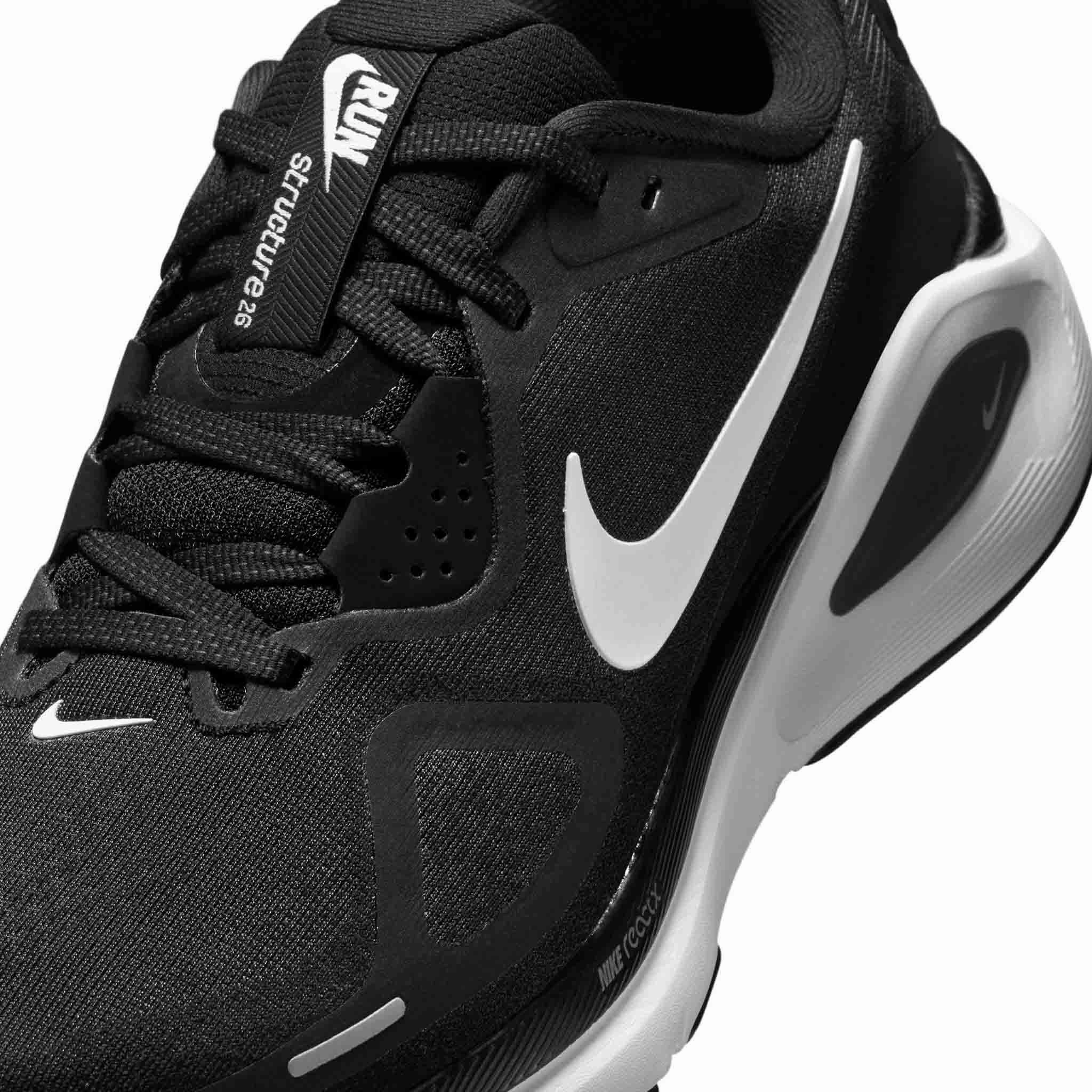 Seahawks Nike Shoes Nike | Women's Structure 26 Road Running Shoes - Black/White-Cool Grey-Metallic Silver