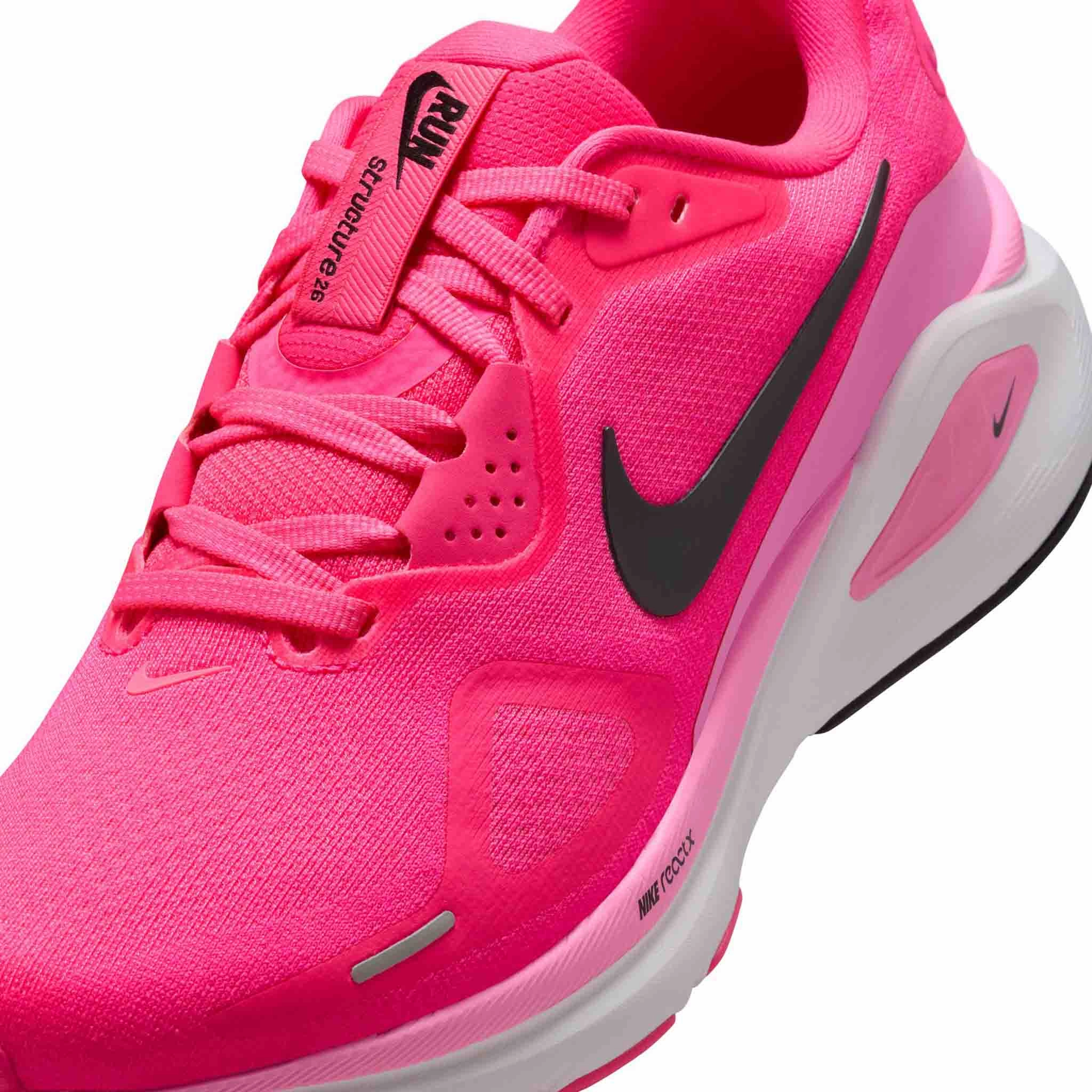 Nike | Women's Structure 26 Road Running Shoes - Hyper Pink/Black-Pink Spell-White Air Max Nike Tennis Shoes