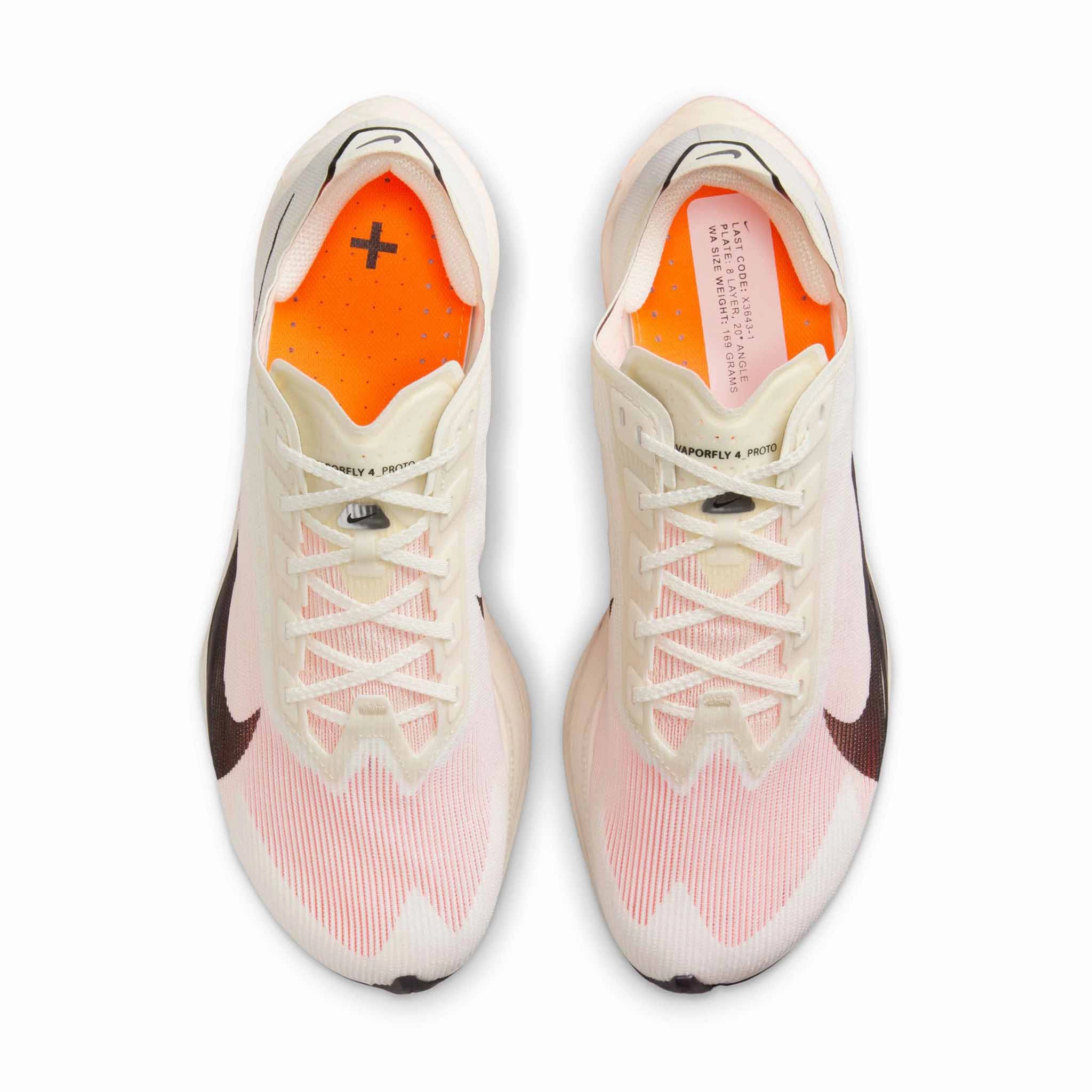 Nike | Women's Vaporfly 4 Proto Road Racing Shoes - Sail/Black-Total Orange-White Nike Running Shoes Air Max