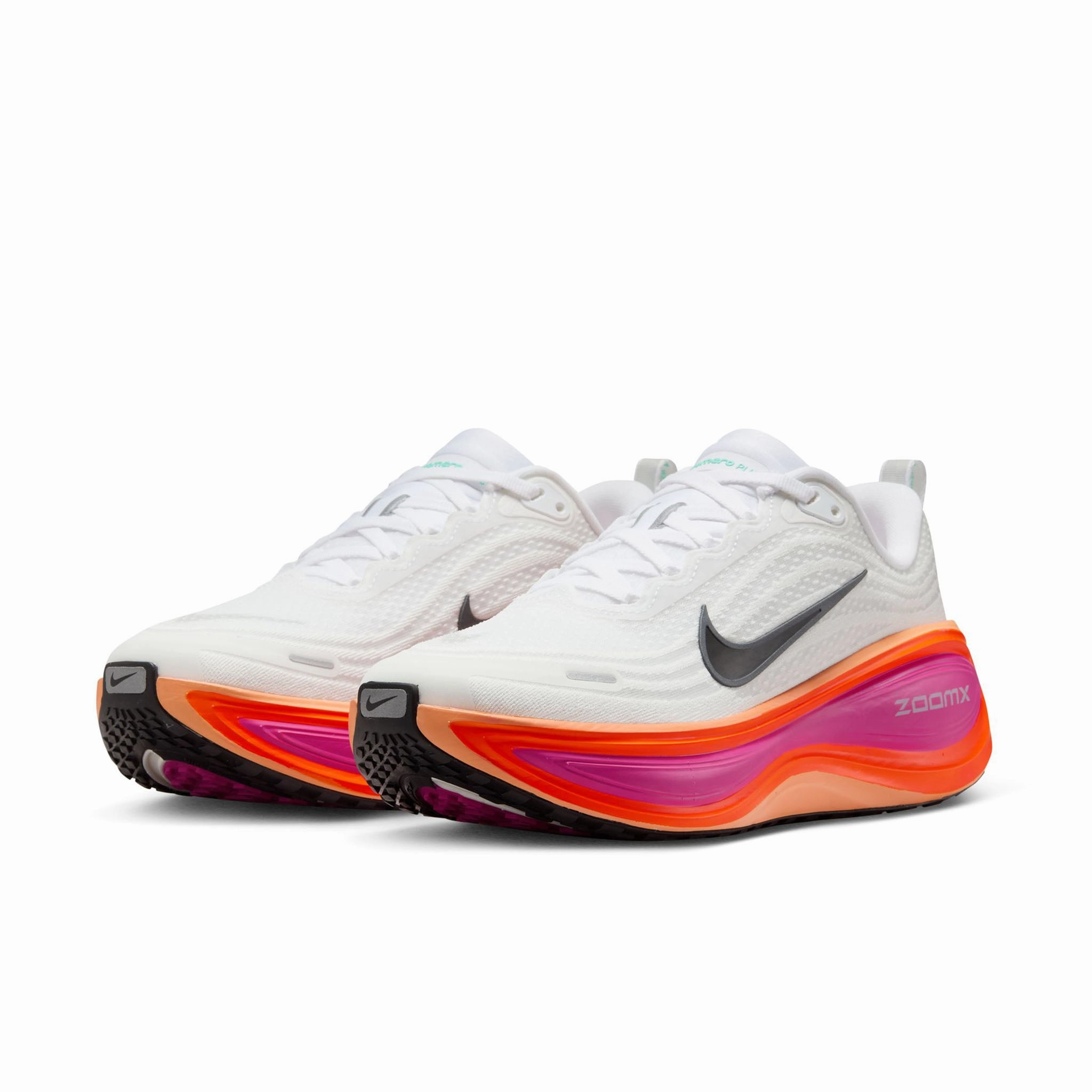 Nike | Women's Vomero Plus Road Running Shoes - White/Black-Fire Pink-Hyper Crimson Nike Waffle Debut Shoes Leopard