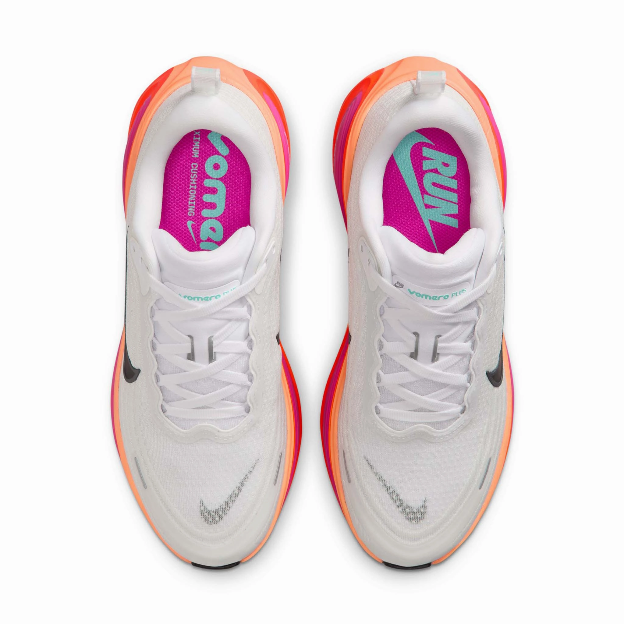 Nike | Women's Vomero Plus Road Running Shoes - White/Black-Fire Pink-Hyper Crimson Nike Legacy Shoes