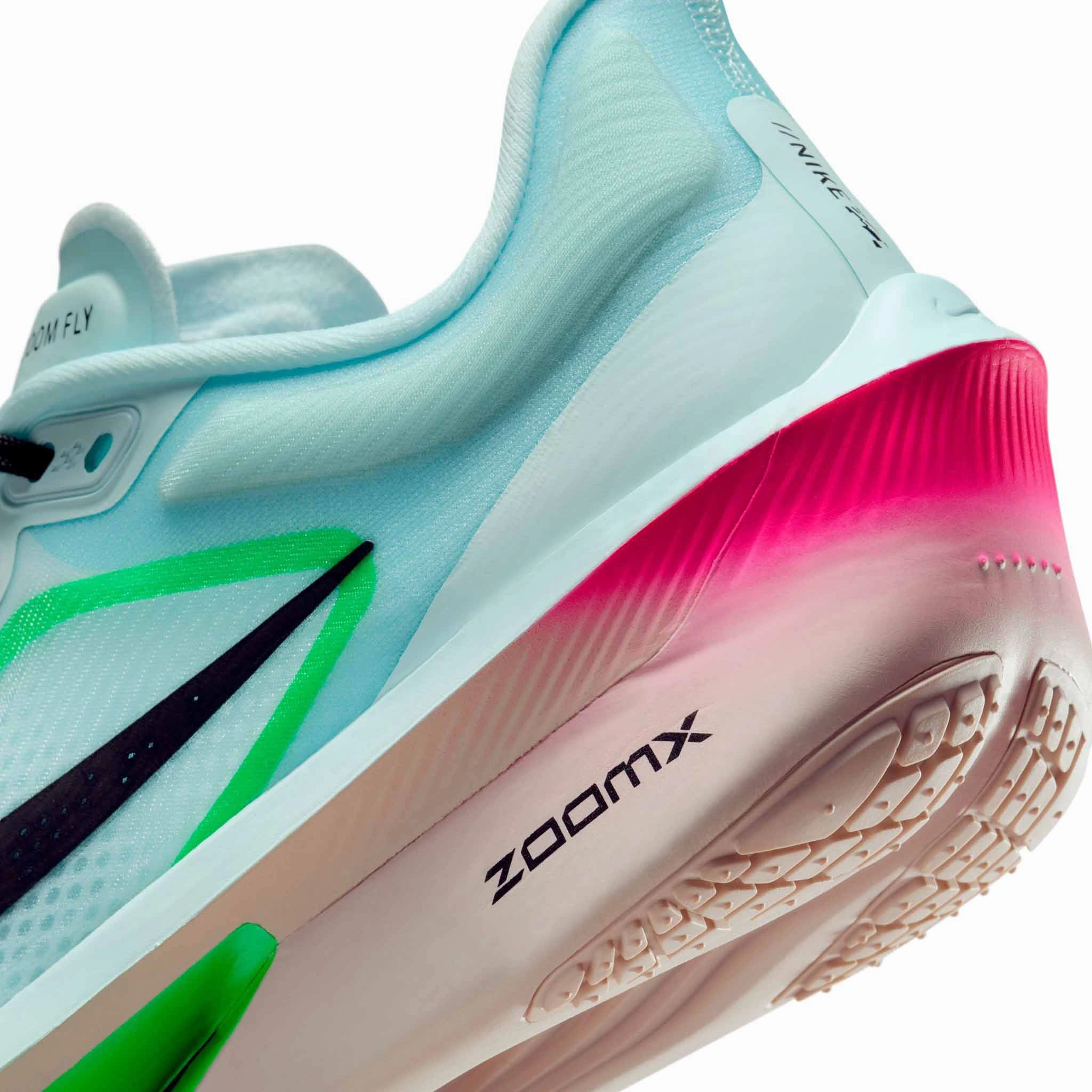 White Nike Cheerleading Shoes Nike | Women's Zoom Fly 6 Road Running Shoes - Glacier Ice/Black-Hyper Pink-Green Shock