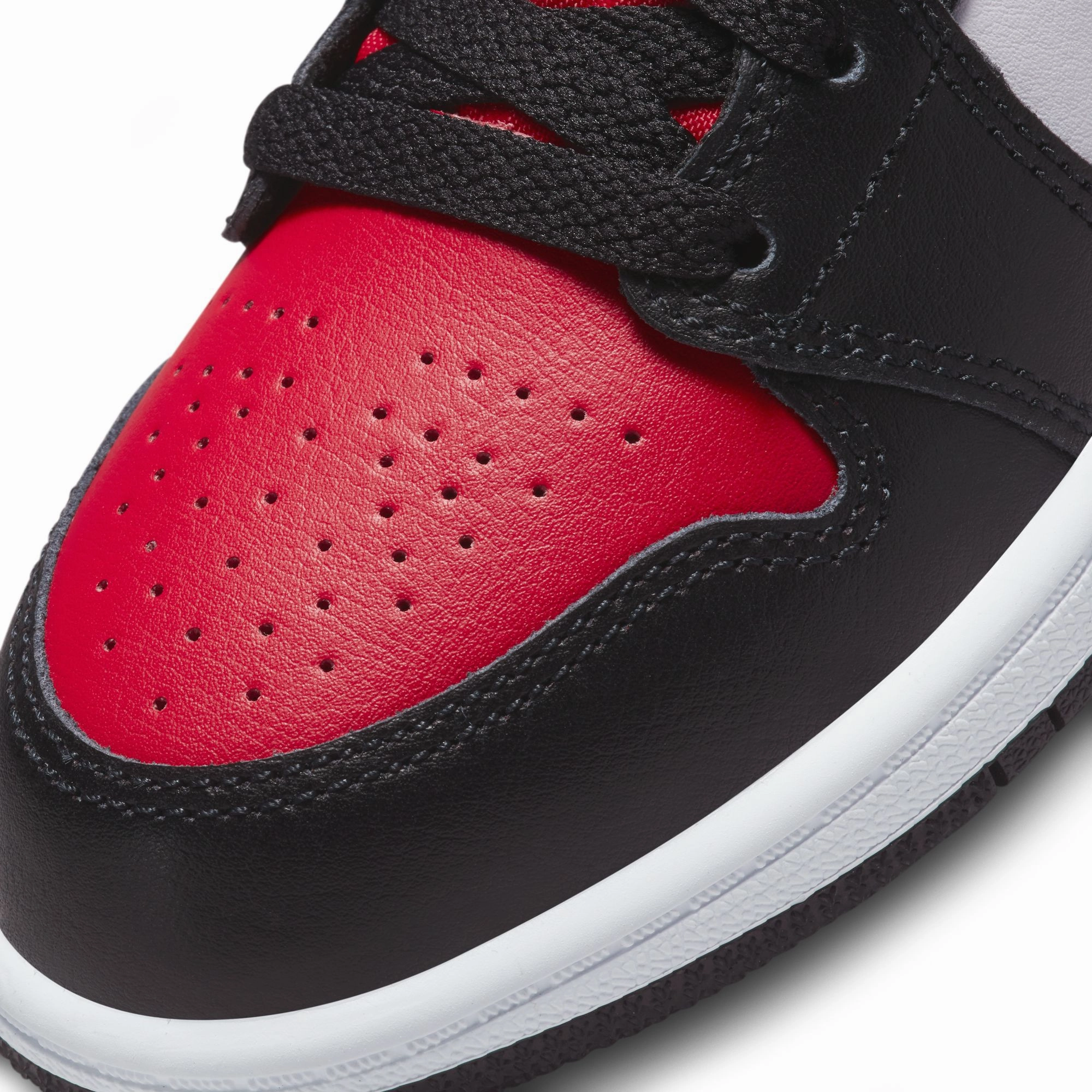 Nike Kid's Jordan 1 Mid Shoes - Black / Fire Red / White Nike Dunk Shoes