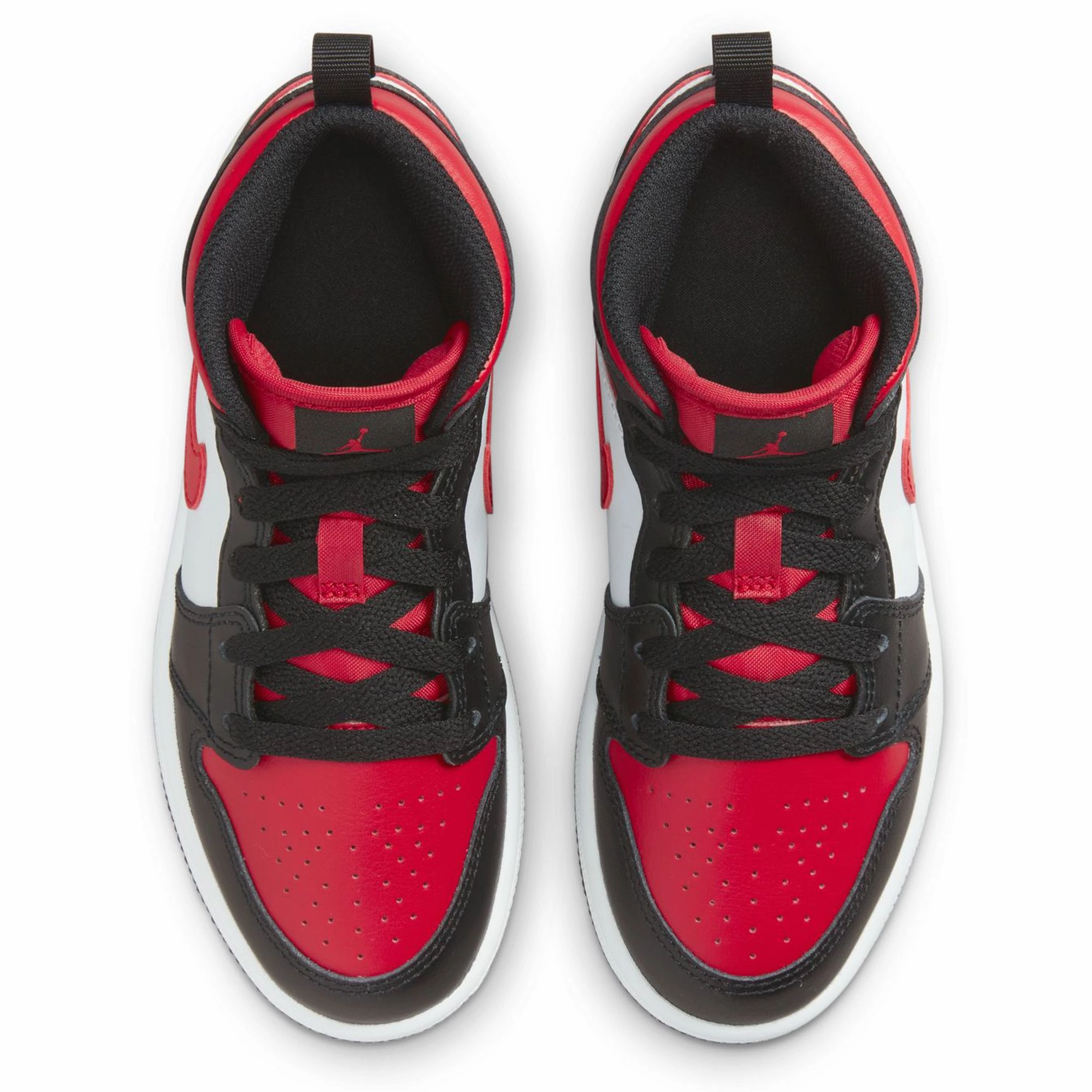 Nike Soccer Shoe Nike Kid's Jordan 1 Mid Shoes - Black / Fire Red / White