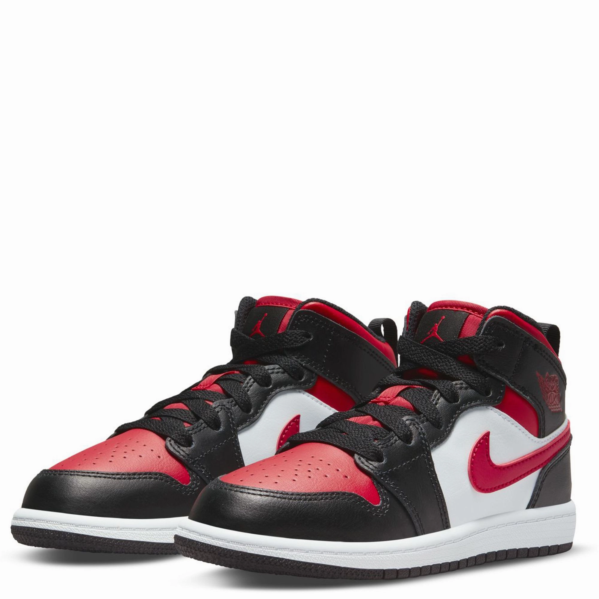 Tim Hardaway Nike Shoes Nike Kid's Jordan 1 Mid Shoes - Black / Fire Red / White