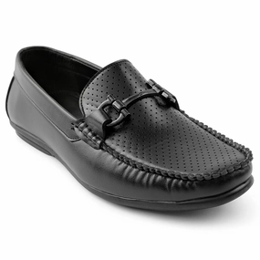 Leather Monolith Loafers Fortune Black Casual Loafers For Men HML-10E By Liberty