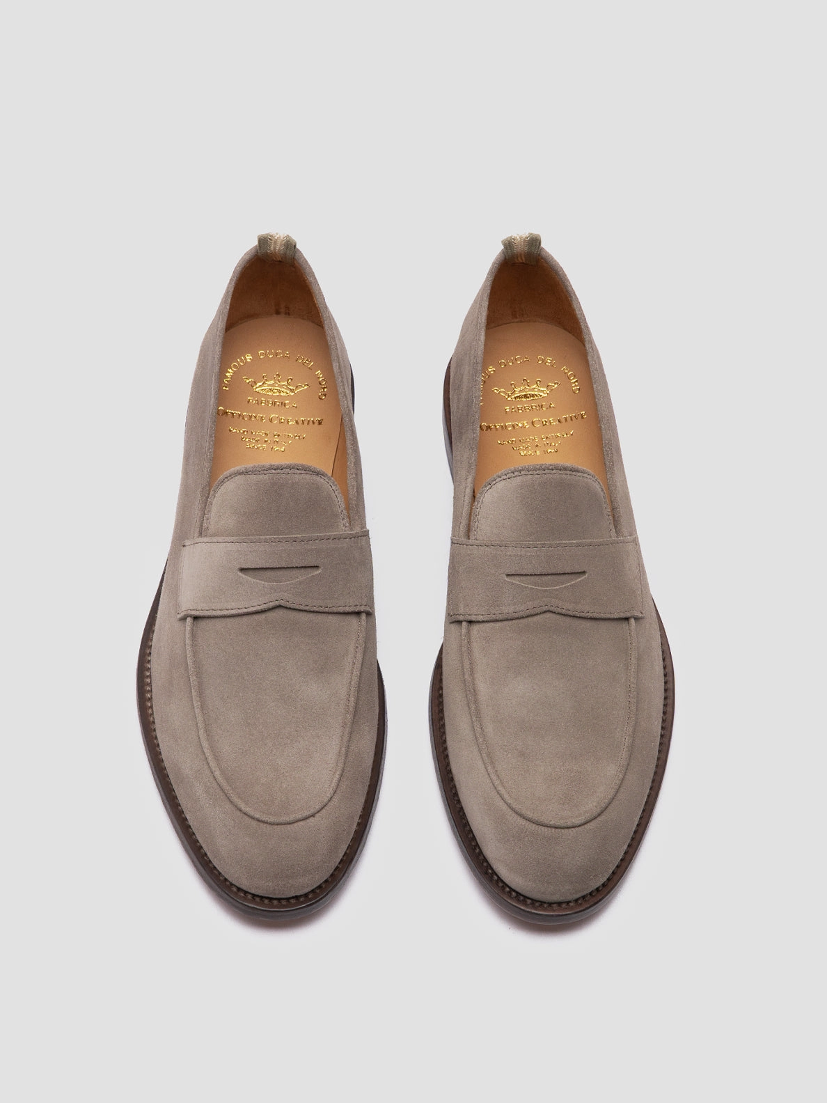 Velvet Loafers With Tuxedo OPERA 001 - Grey Suede Penny Loafers