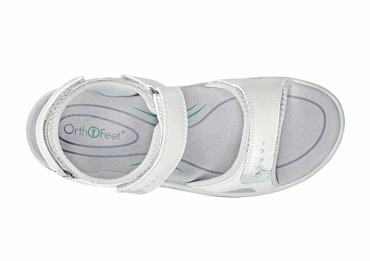 Shoe Sandals Orthofeet Women Malibu Two Way Strap Bone