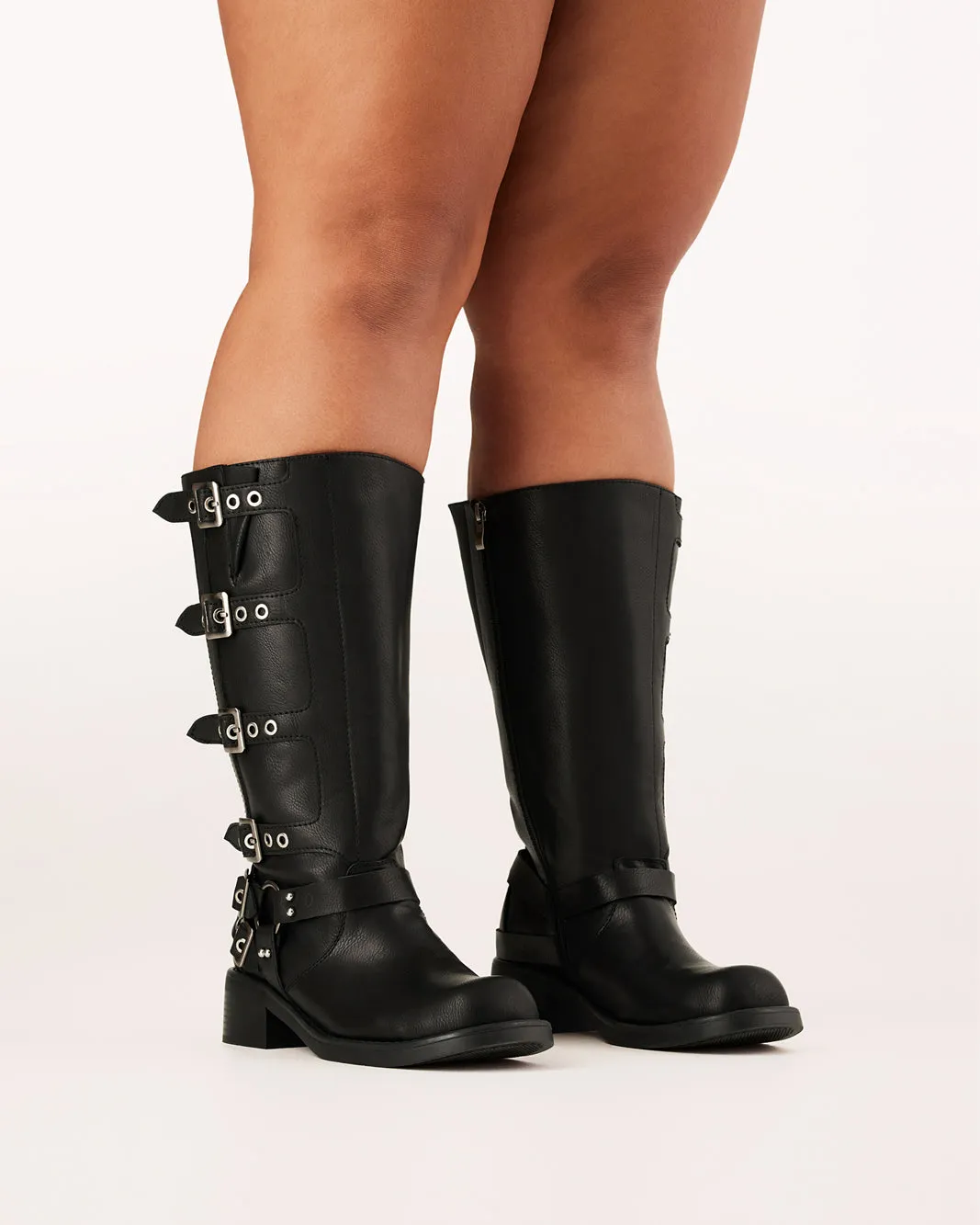 OSHEA CURVE - BLACK Officer Combat Boot Steve Madden