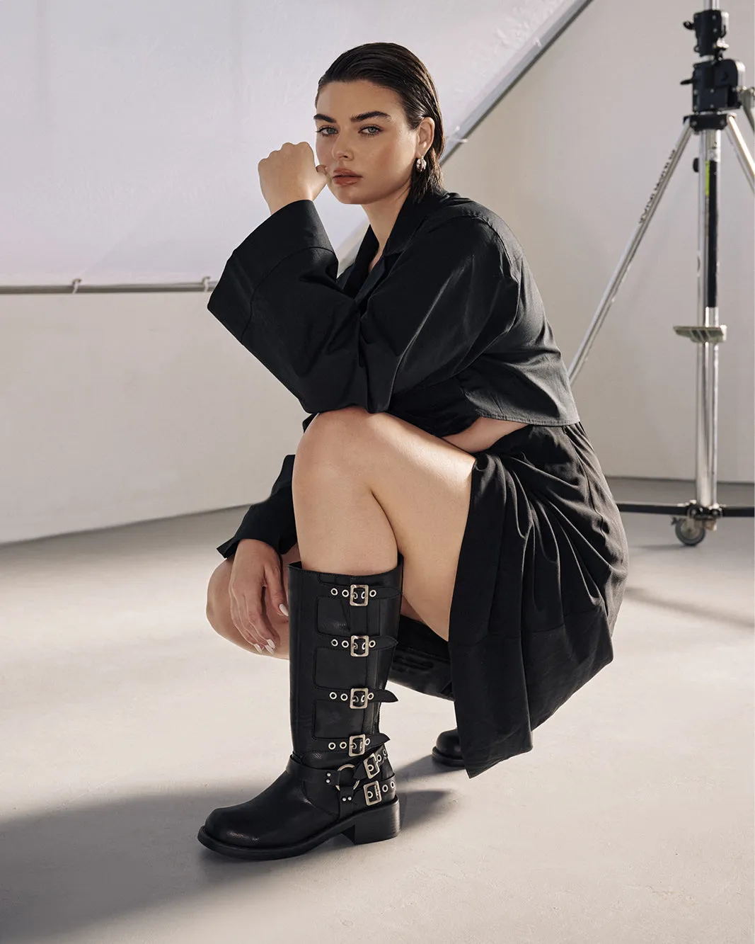 OSHEA CURVE - BLACK Combat Boots No Zipper