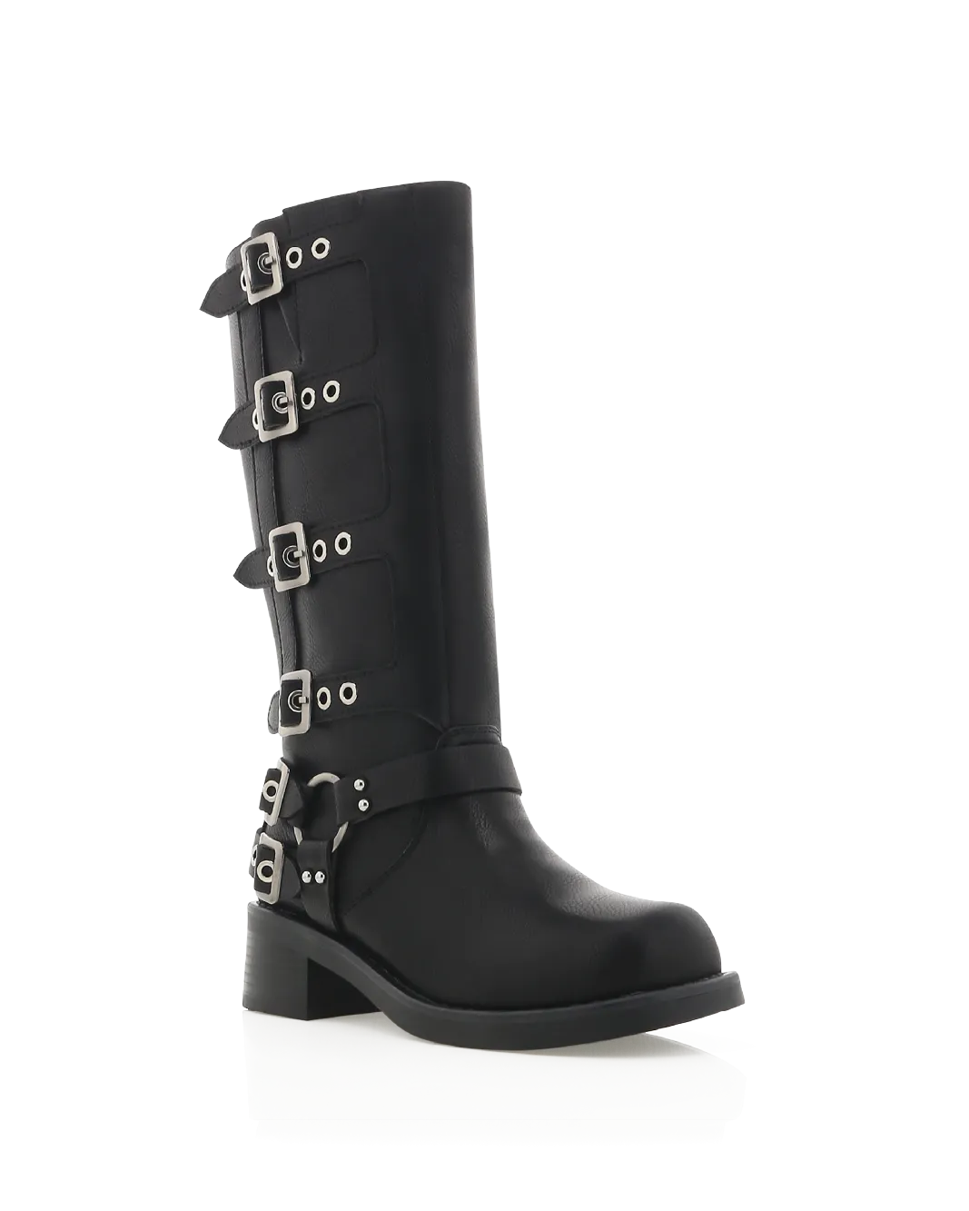 OSHEA CURVE - BLACK Tan Lace Up Combat Boots