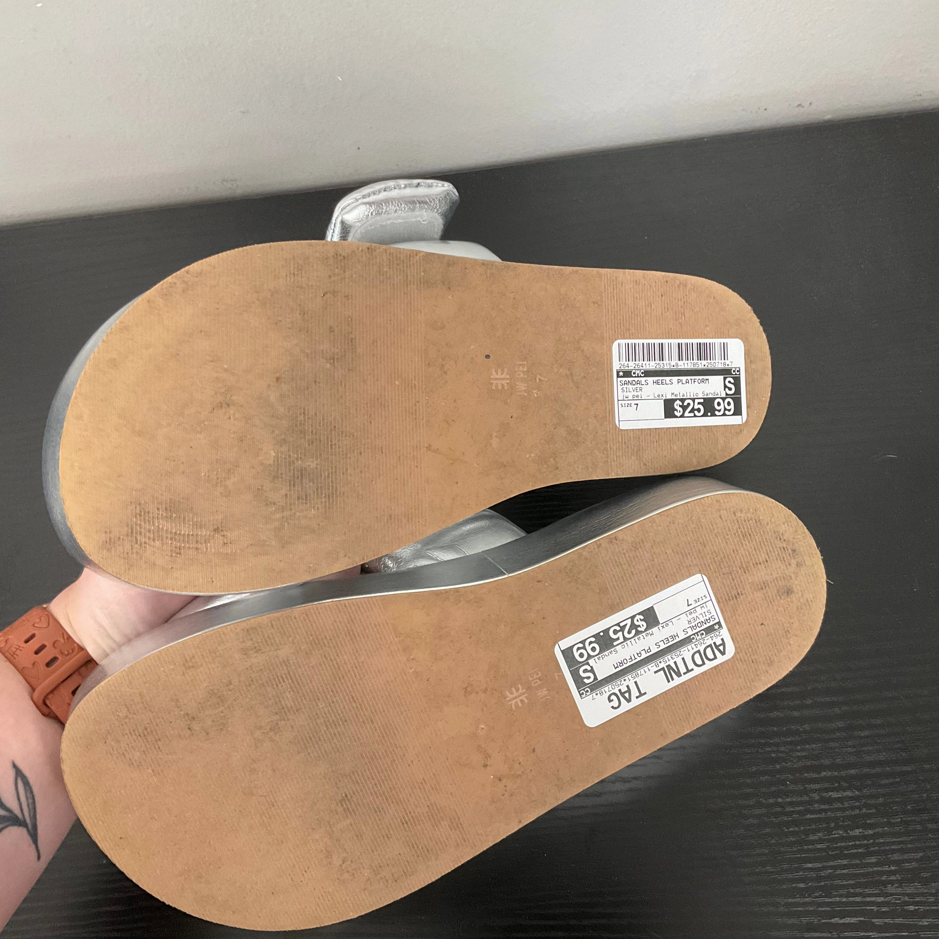 SANDALS HEELS PLATFORM by   CMC In SILVER, Size: 7 High Heels Almodovar