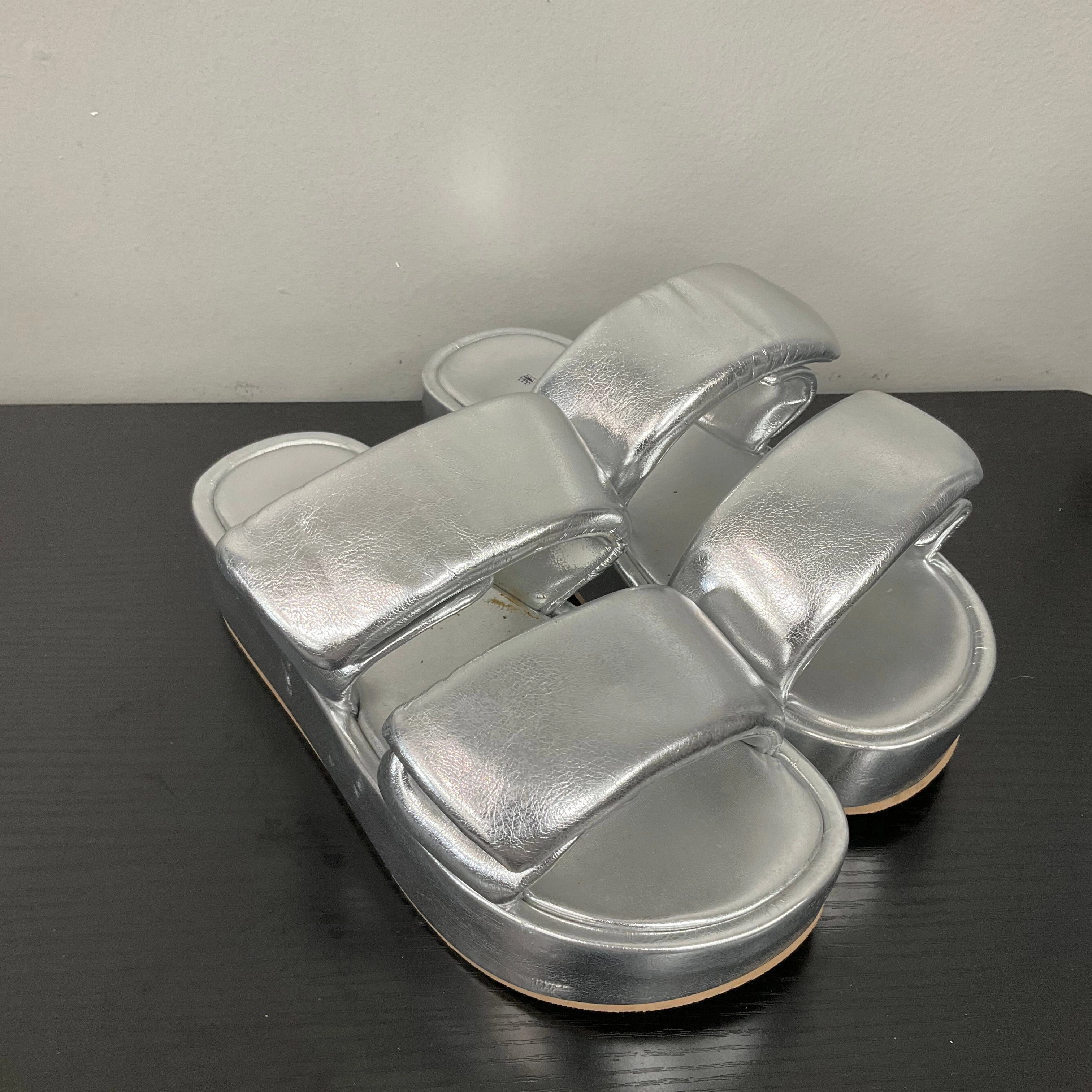 SANDALS HEELS PLATFORM by   CMC In SILVER, Size: 7 Socks For High Heels