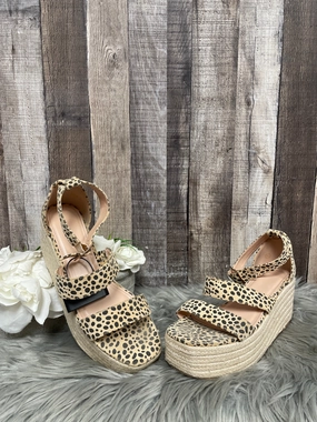 Heel Flip Flops Animal Print Sandals Heels Platform Cmf, Size 8.5