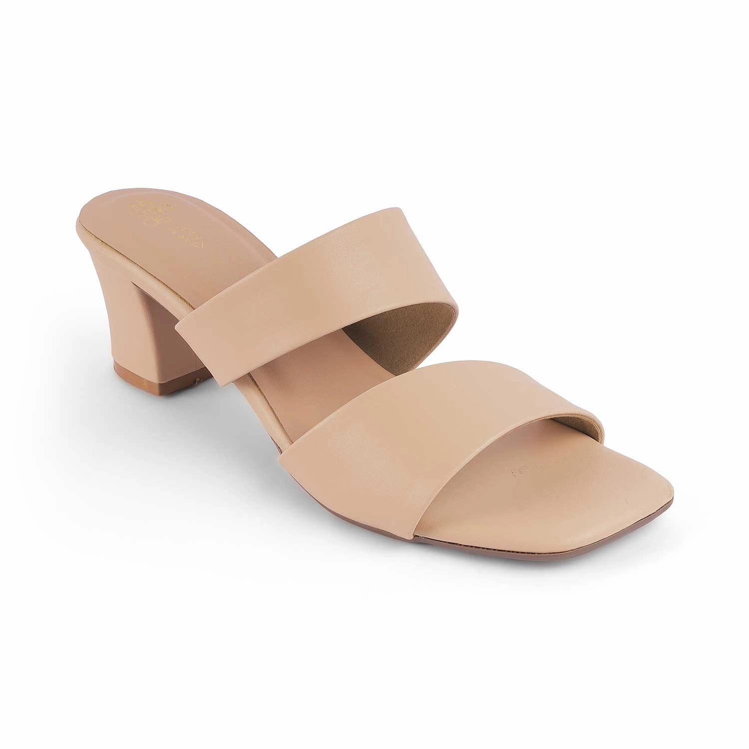 Tresmode Dejvice Beige Women's Casual Block Heel Sandals Walking Sandals With Covered Toes