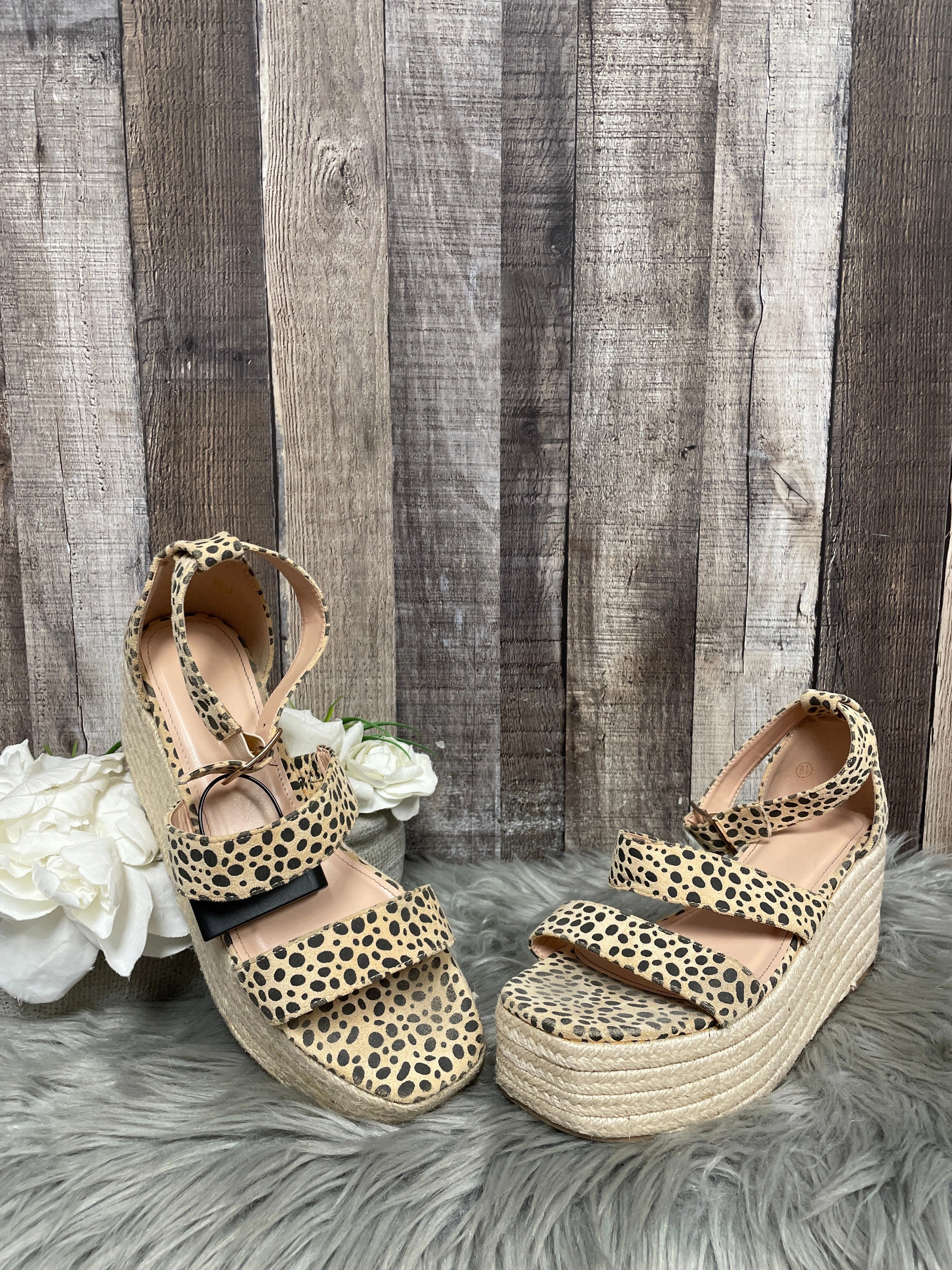 Animal Print Sandals Heels Platform Cmf, Size 8.5 Sex In High Heels And Stockings