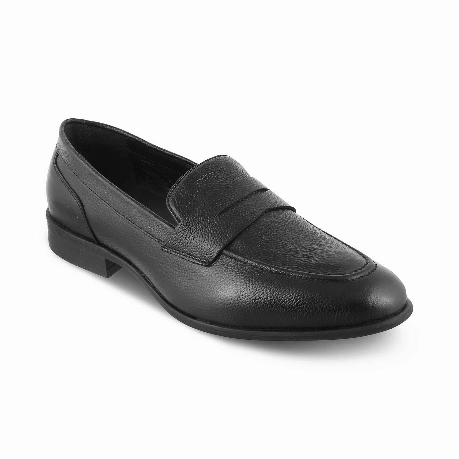 The Paris Black Men's Leather Penny Loafers Tresmode Elin Loafers