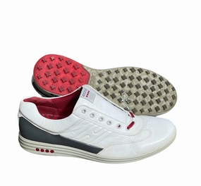 Mens Ecco  Premier Cleat-less Golf Shoe 46EU White/ Grey Hydromax  Leather Company Origin