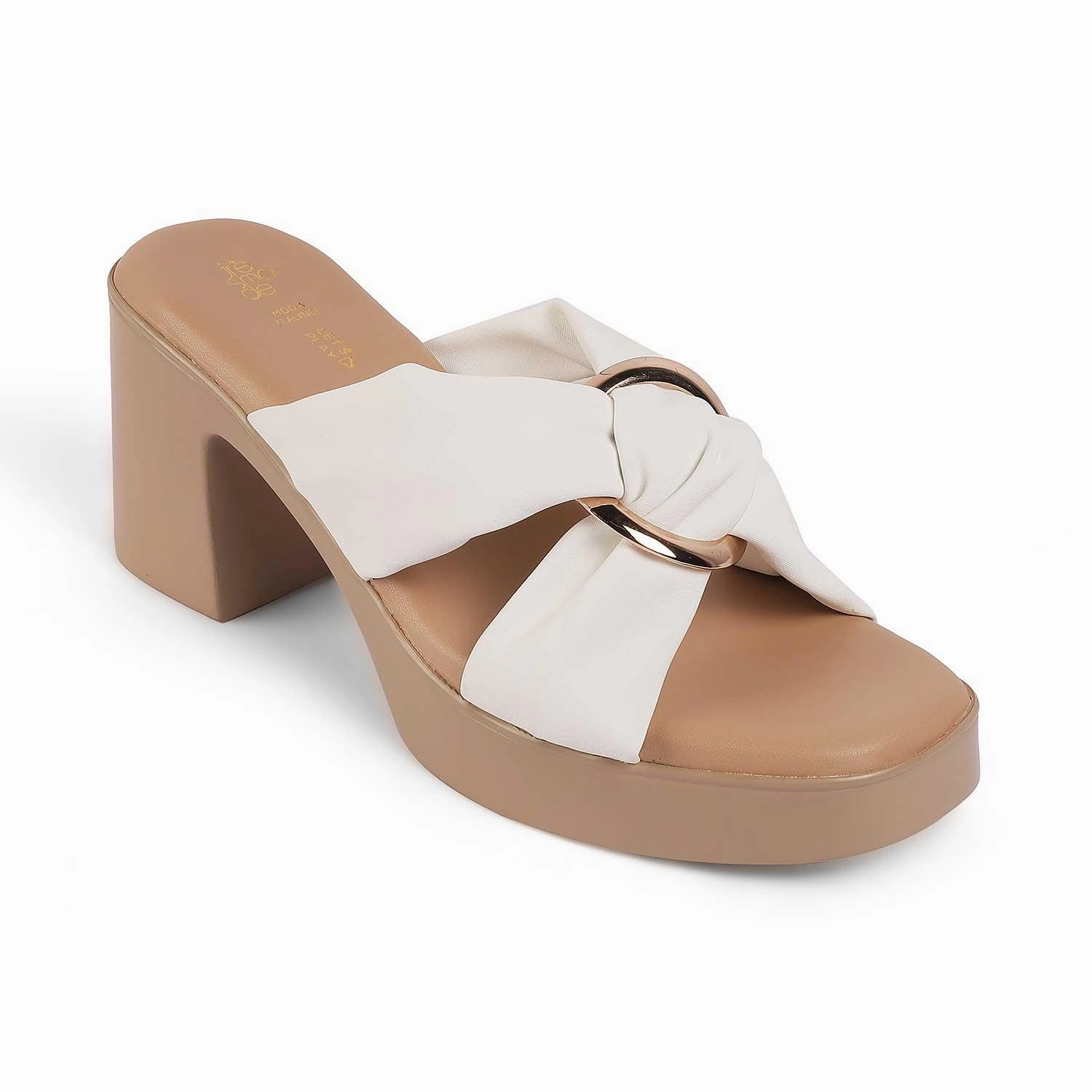 Tresmode Molin White Women's Dress Block Heel Sandals Sandals Chunky Platform