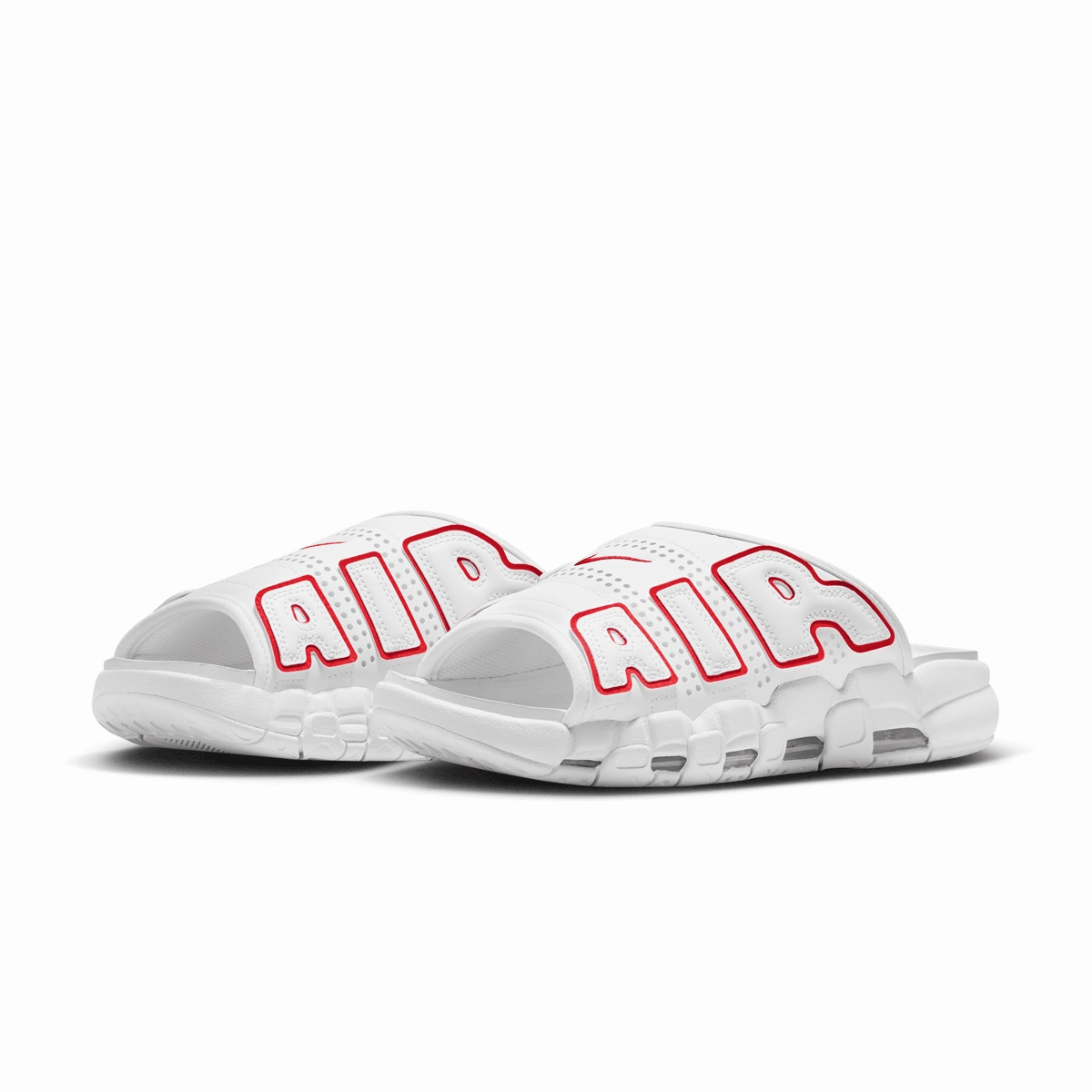 Air More Uptempo Slide 'White Red' Fleece Slippers