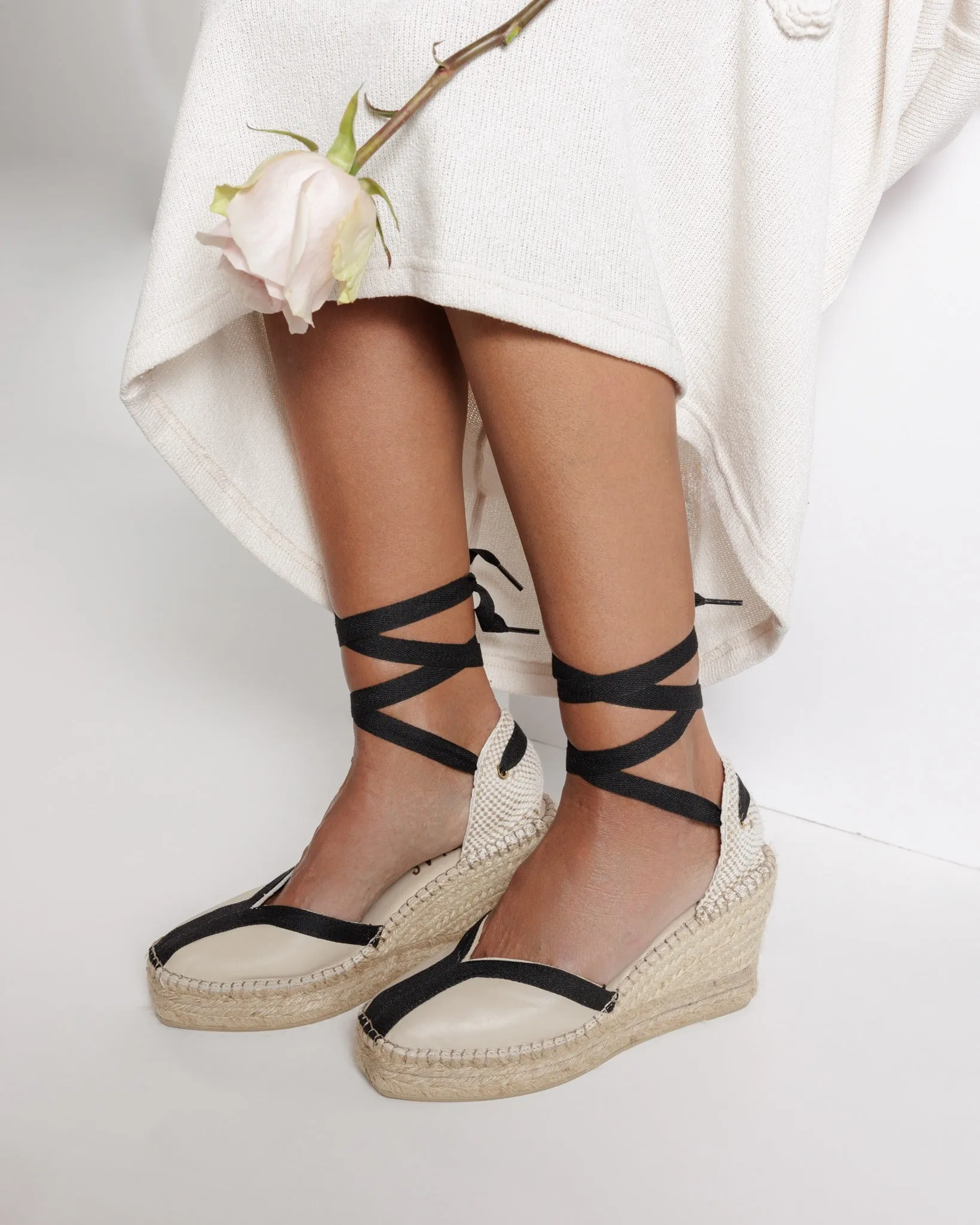 270940 Crema Negro ruan piel Ugg Espadrille Wedge