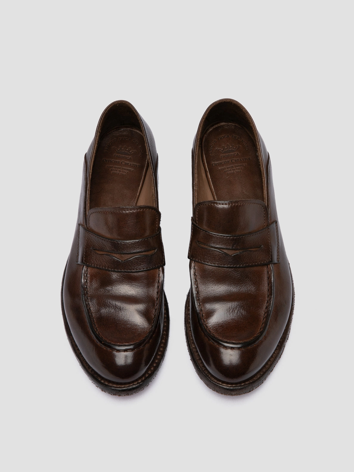 LEXIKON 140 - Dark Brown Leather Penny Loafers Square Toed Loafers
