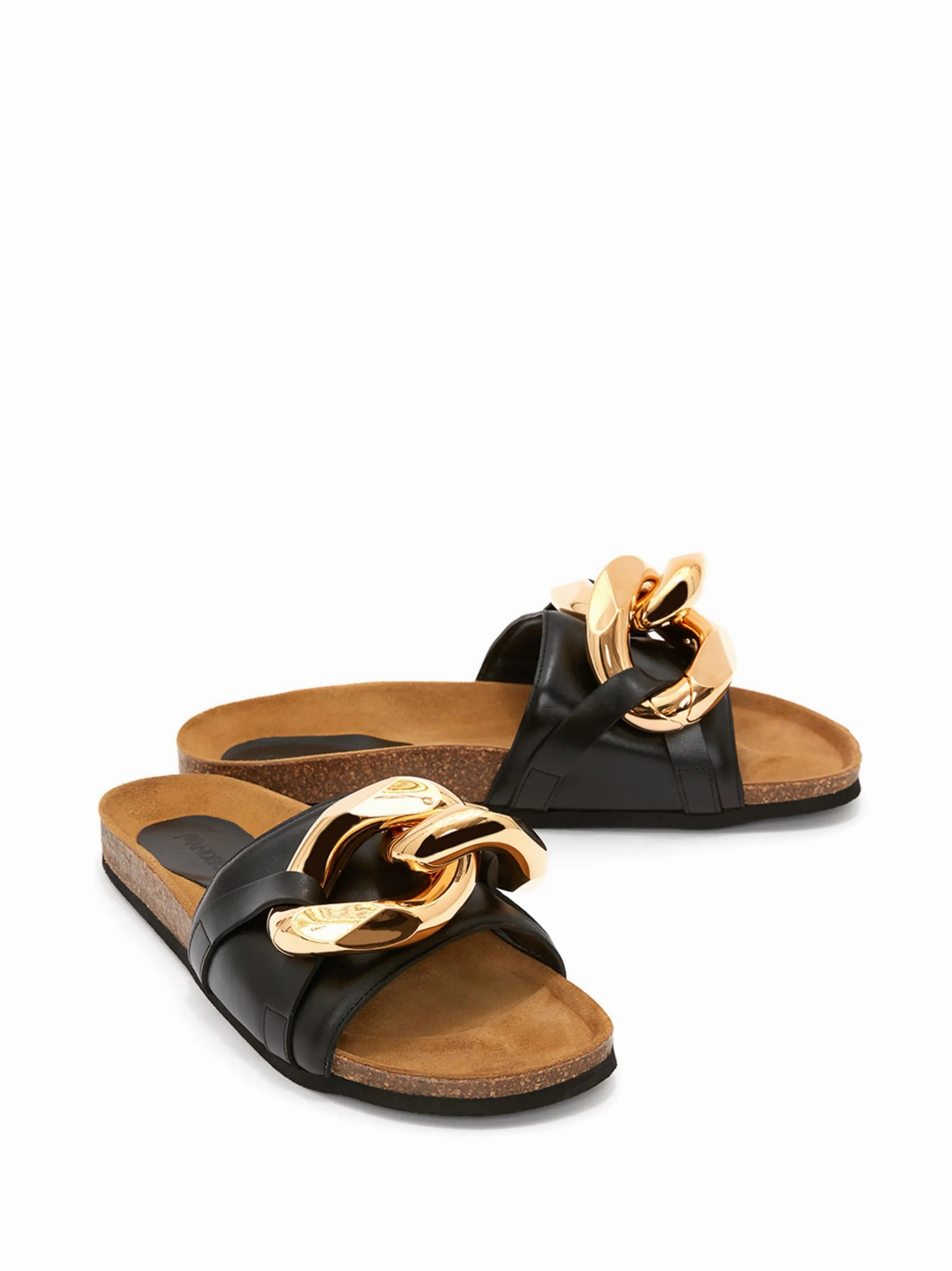 The Ruby Slippers chain-detail leather slides