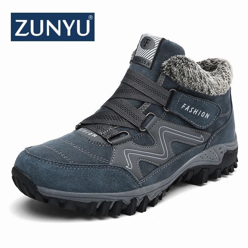 Quilted Ankle Boots ZUNYU New Men Boots Winter With Plush Warm Snow Boots Casual Men Winter Boots Work Shoes Men Footwear Fashion Ankle Boots 39-46