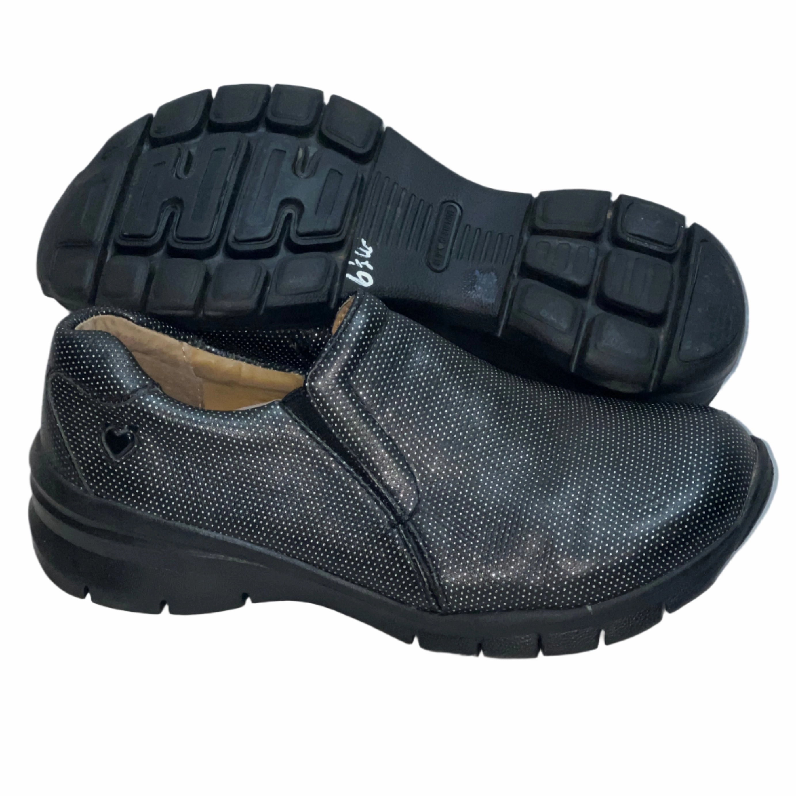 Womens Nurse Mates London Gored Slip-on 6 1/2W Black Sparkle Leather Shoes For Hammer Toes