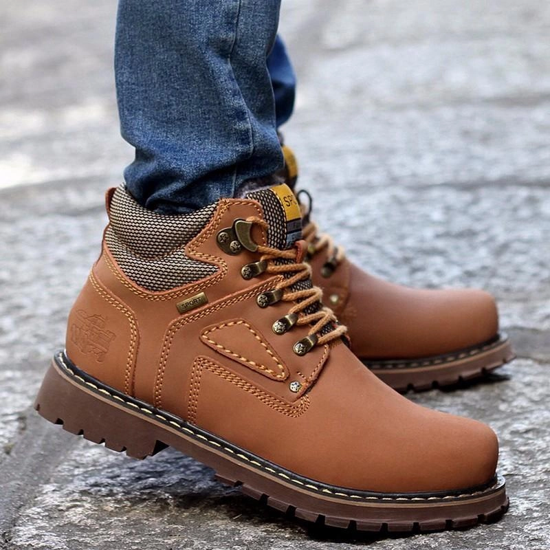 West Louis Plush Inside Winter Men Boots Shoes Roa Ankle Boots