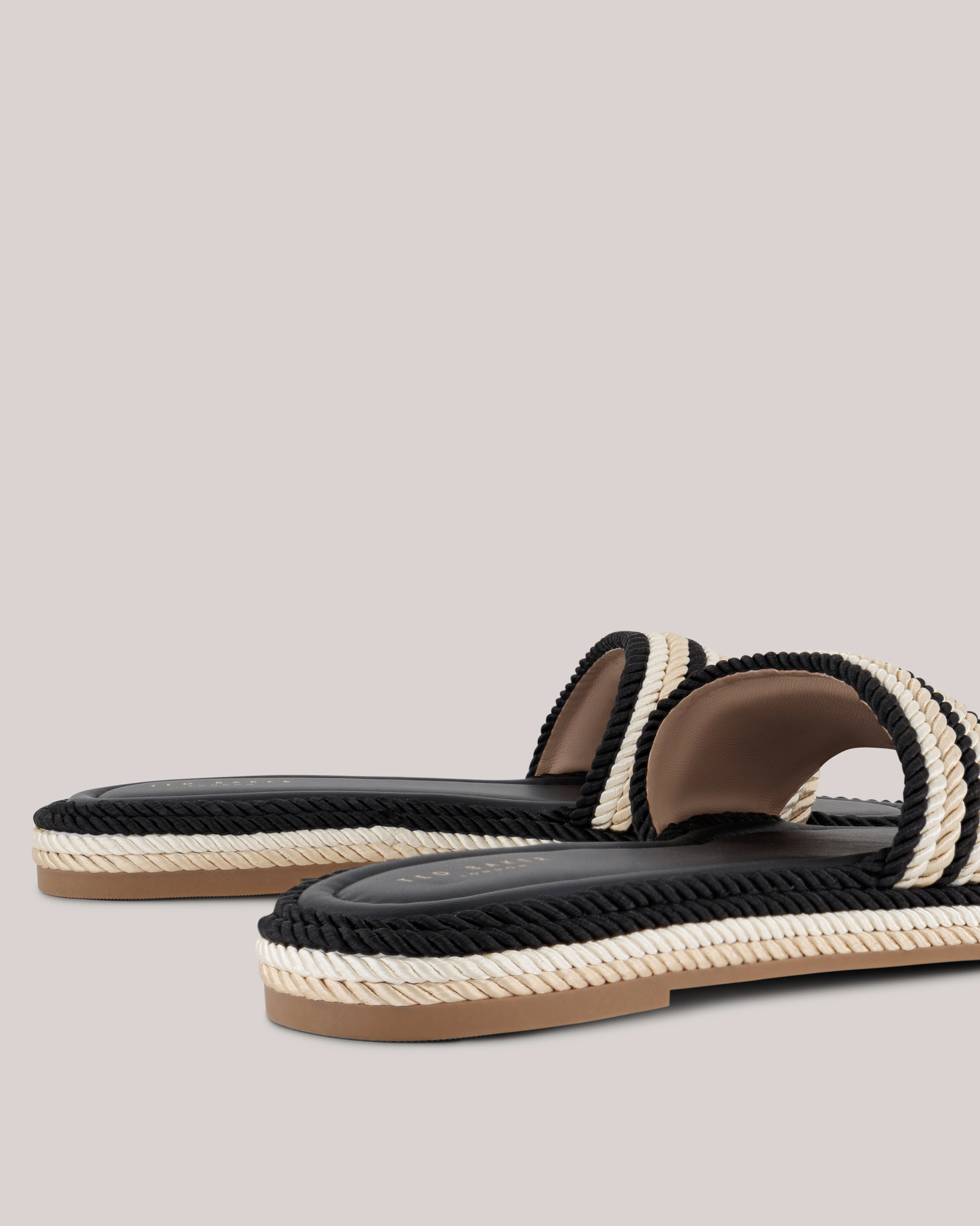 Portea Flat Espadrille Sandal Black Loafers Toe Split