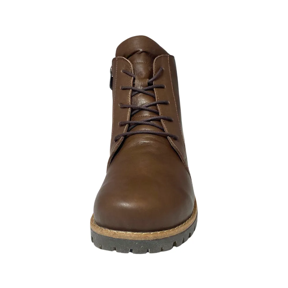 Andrea Conti Naughty Dark Brown Leather Boot (Women's) Combat Boot Clipart