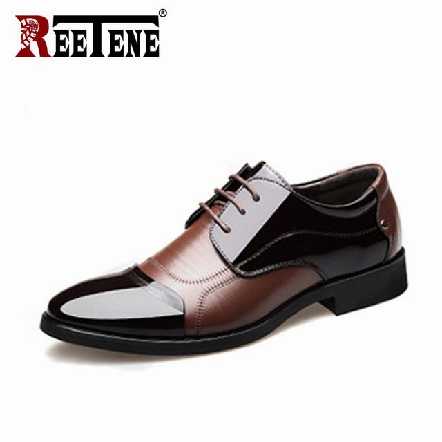 REETENE 2018 Formal Shoes Men Pointed Toe Men Dress Shoes Leather Men Oxford Formal Shoes For Men Fashion Dress Footwear 38-48 Duty Oxfords