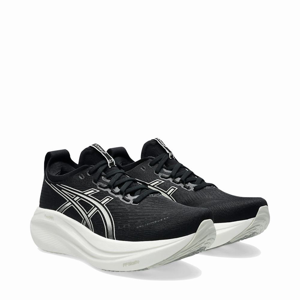 Asics Women's Gel Nimbus 27 Sneaker in Black/Lake Grey