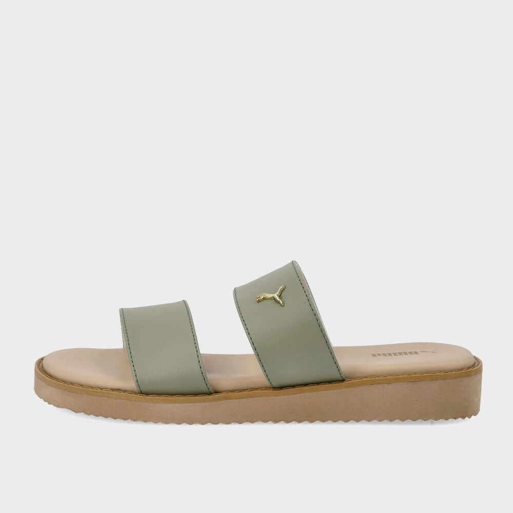 Slippers Outline Drawing Puma Womens Gracecat Double Strap Sandals Green