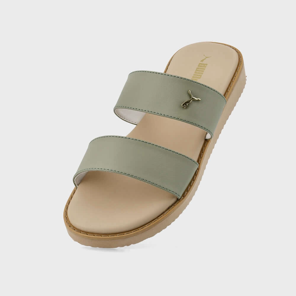 Santa Claus Slippers Puma Womens Gracecat Double Strap Sandals Green