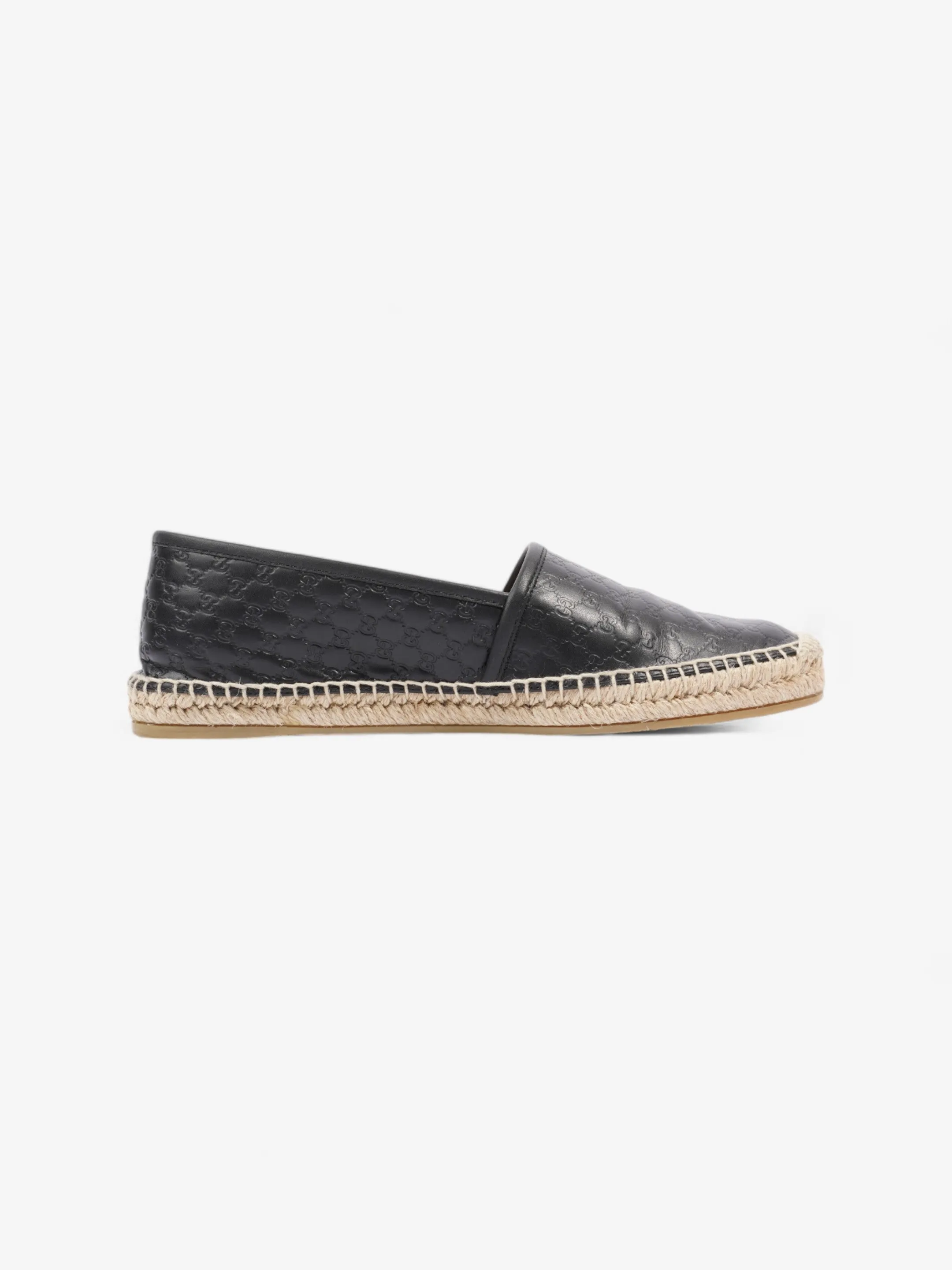 70s Espadrilles Gucci GG Espadrille Black Leather EU 39.5 UK 6.5