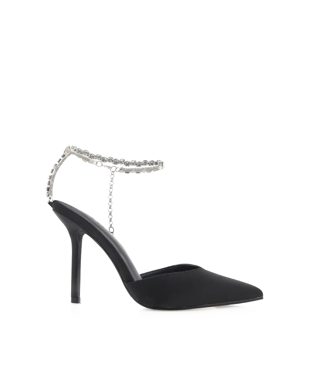 Tassel High Heels QUINLEE - BLACK SATIN