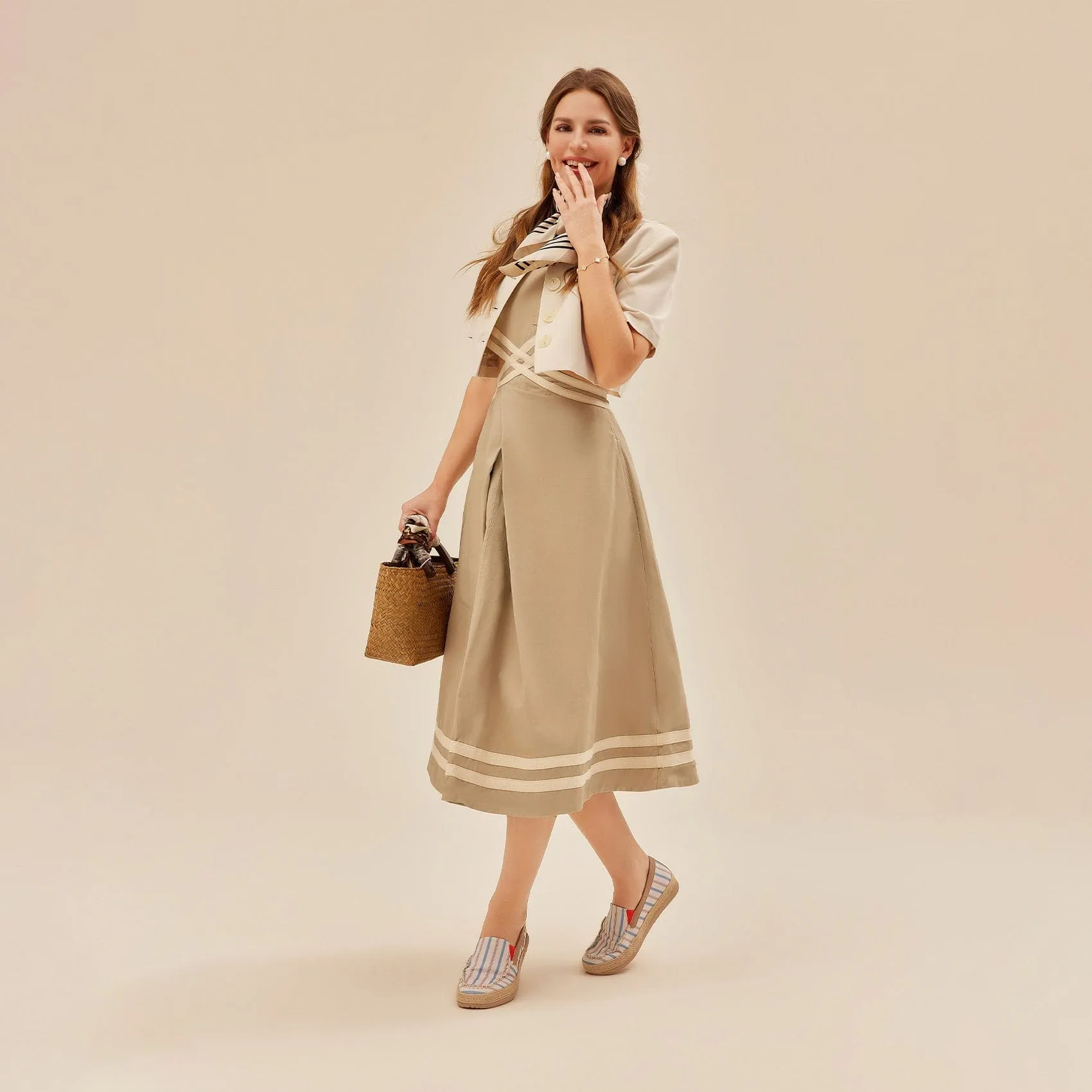 Retro Stripes Marbella V Women Peep Toe Espadrille