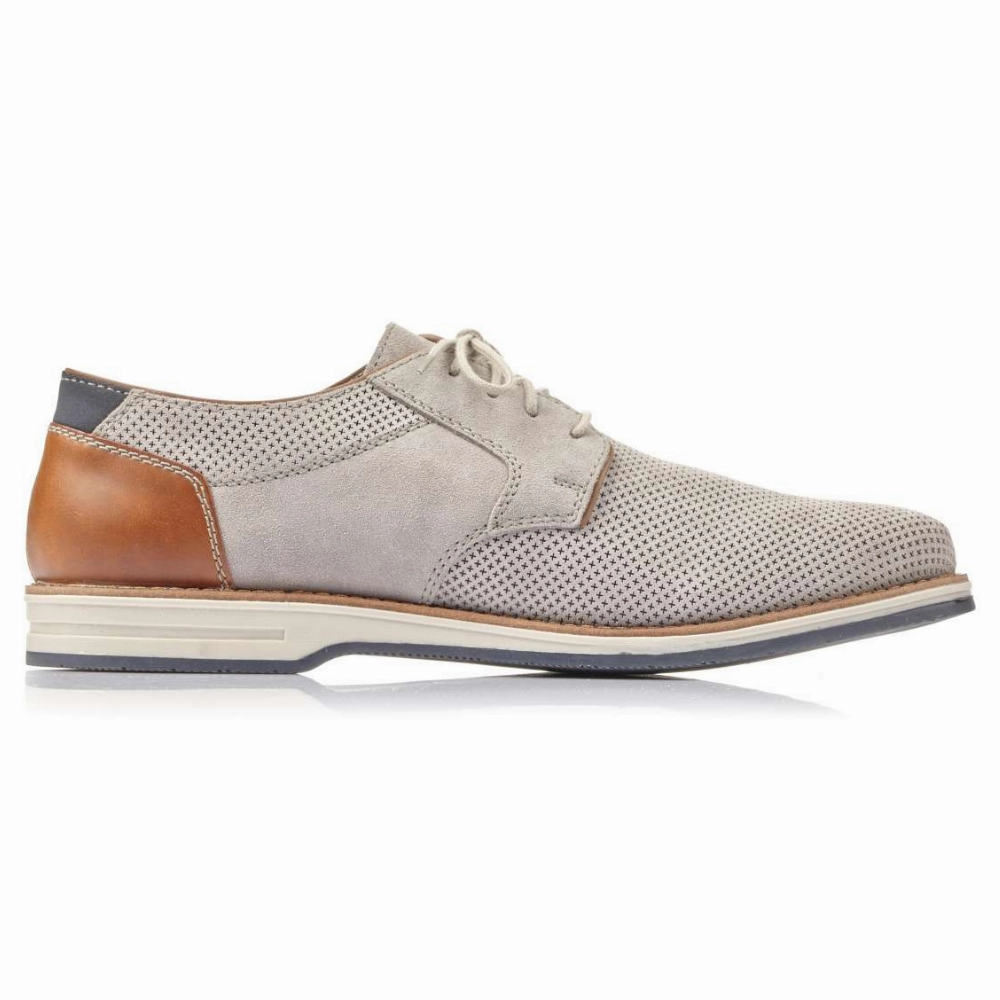 Rieker Mike 04 Grey Nubuck Oxford Shoe (Men's) White Oxford Shirt