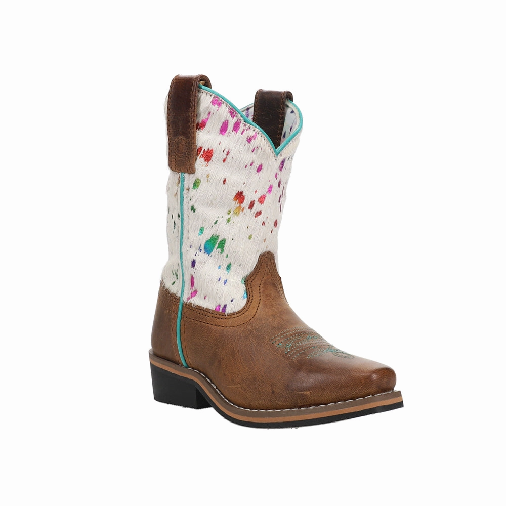 Rumi Cow Metallic Square Toe Cowboy Boots (Little Kid-Big Kid) Fuzzy Boots Near Me