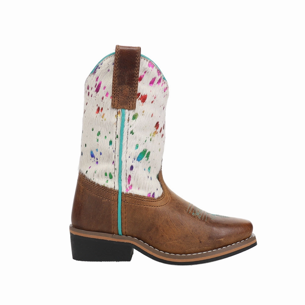 Rumi Cow Metallic Square Toe Cowboy Boots (Little Kid-Big Kid) Pointy Cowgirl Boots